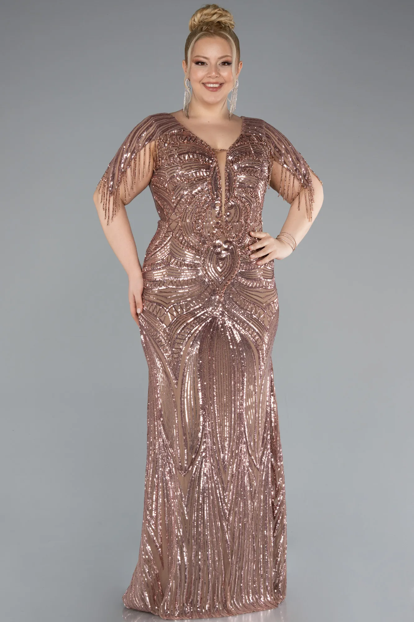 Copper-Long Formal Plus Size Dress ABU4953