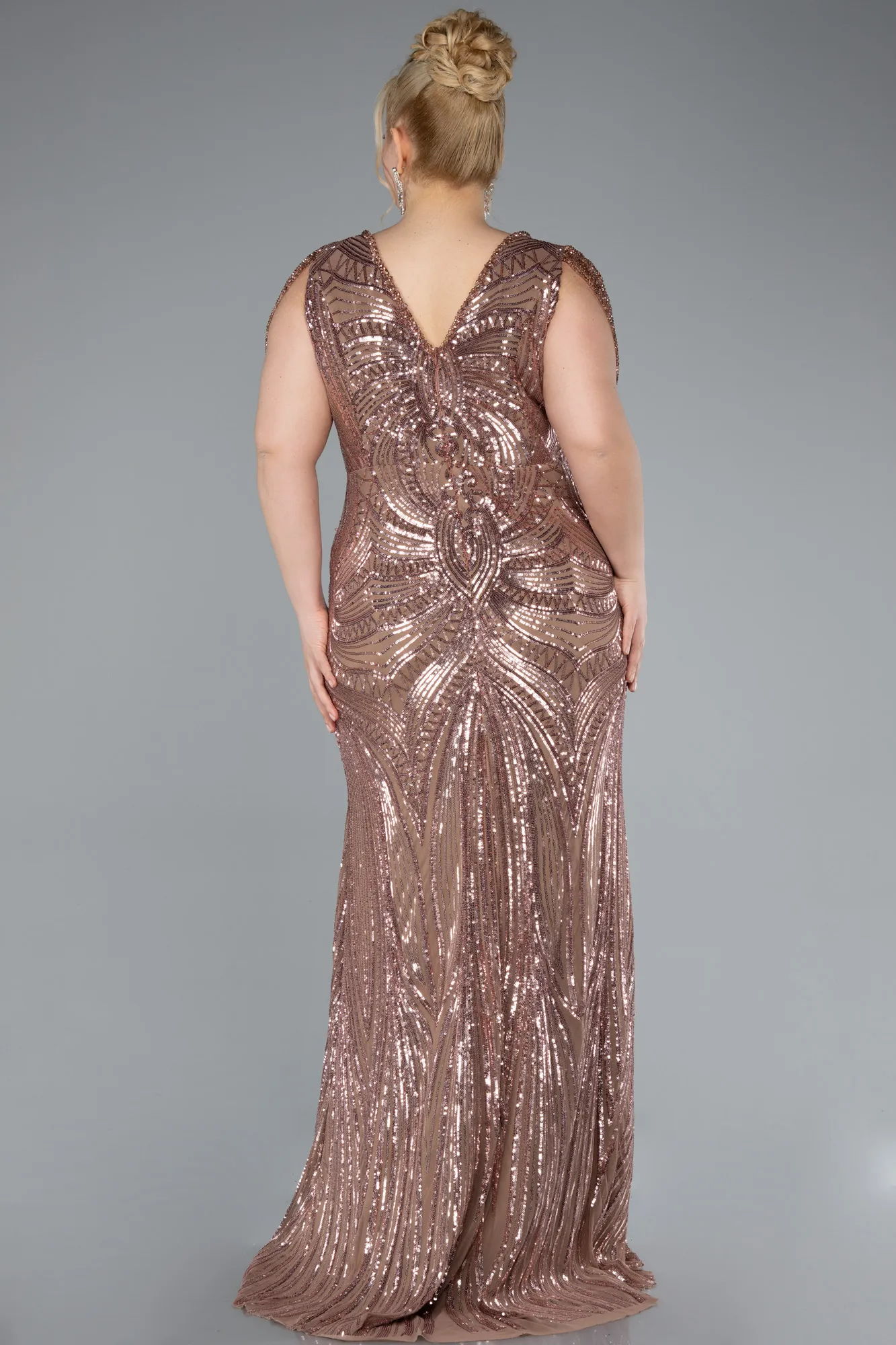 Copper-Long Oversized Evening Dress ABU4952