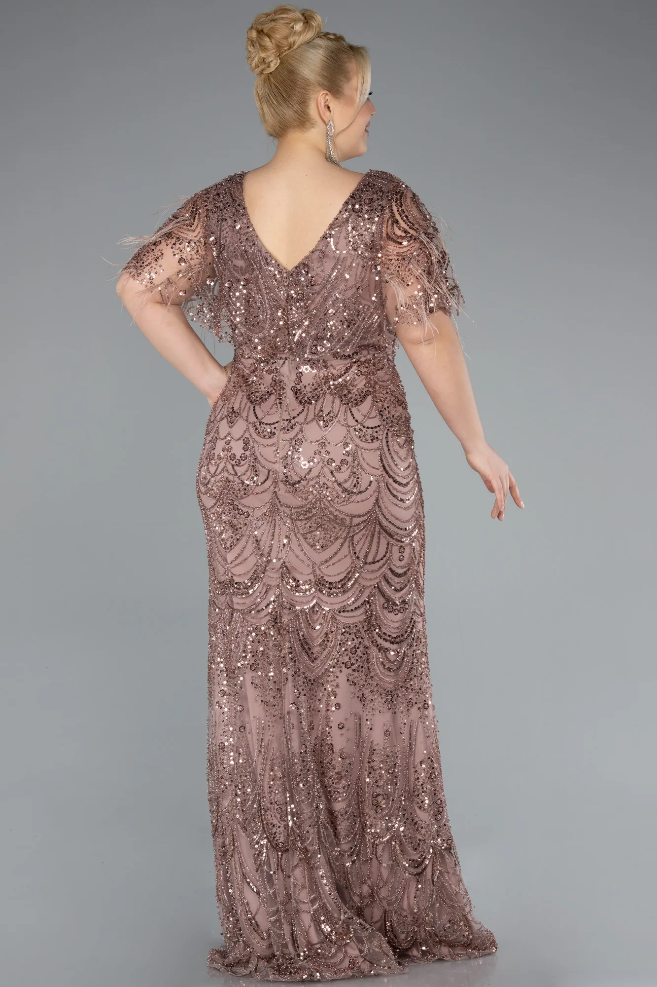 Copper-Long Plus Size Engagement Dress ABU4950