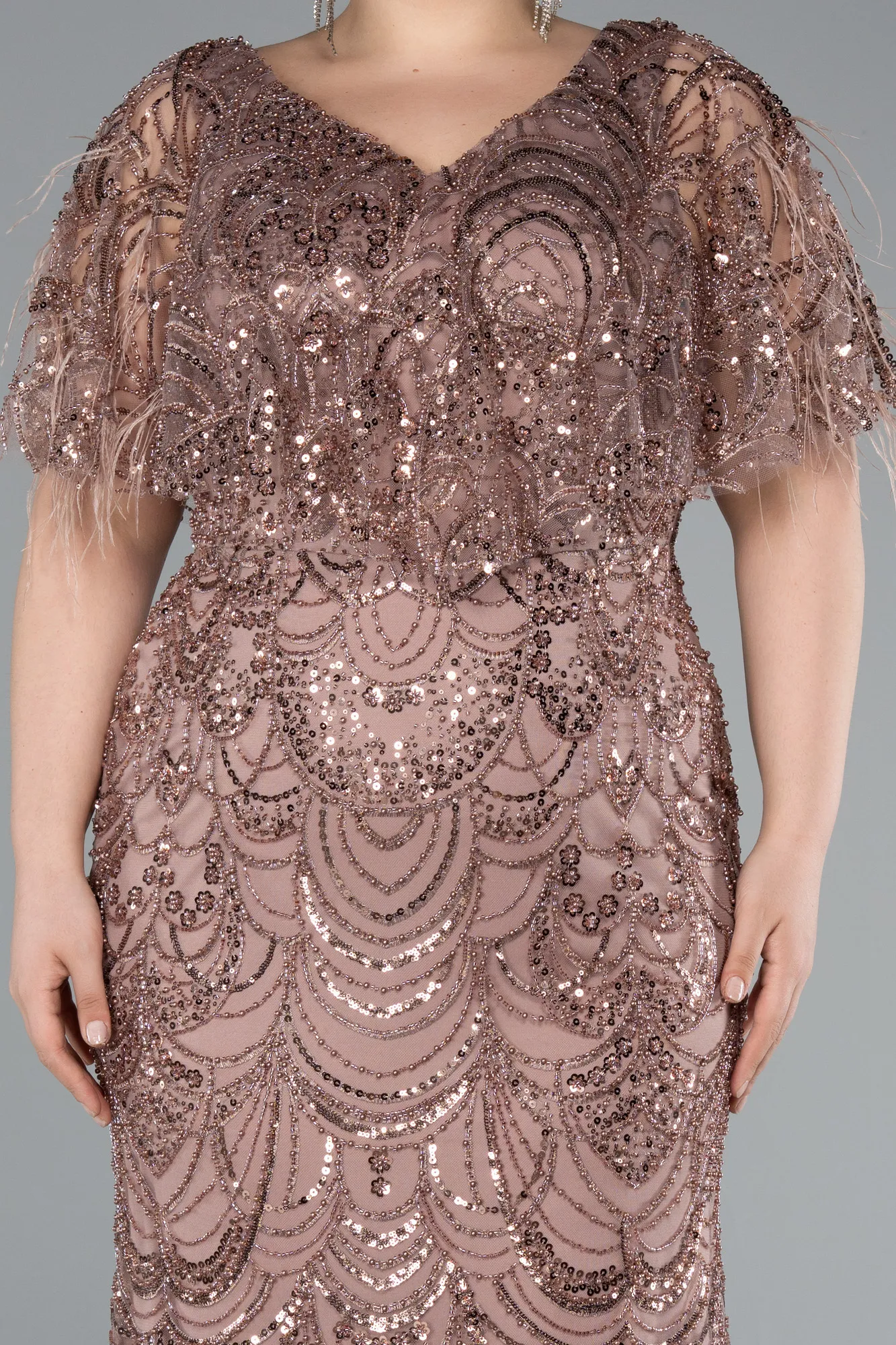 Copper-Long Plus Size Engagement Dress ABU4950