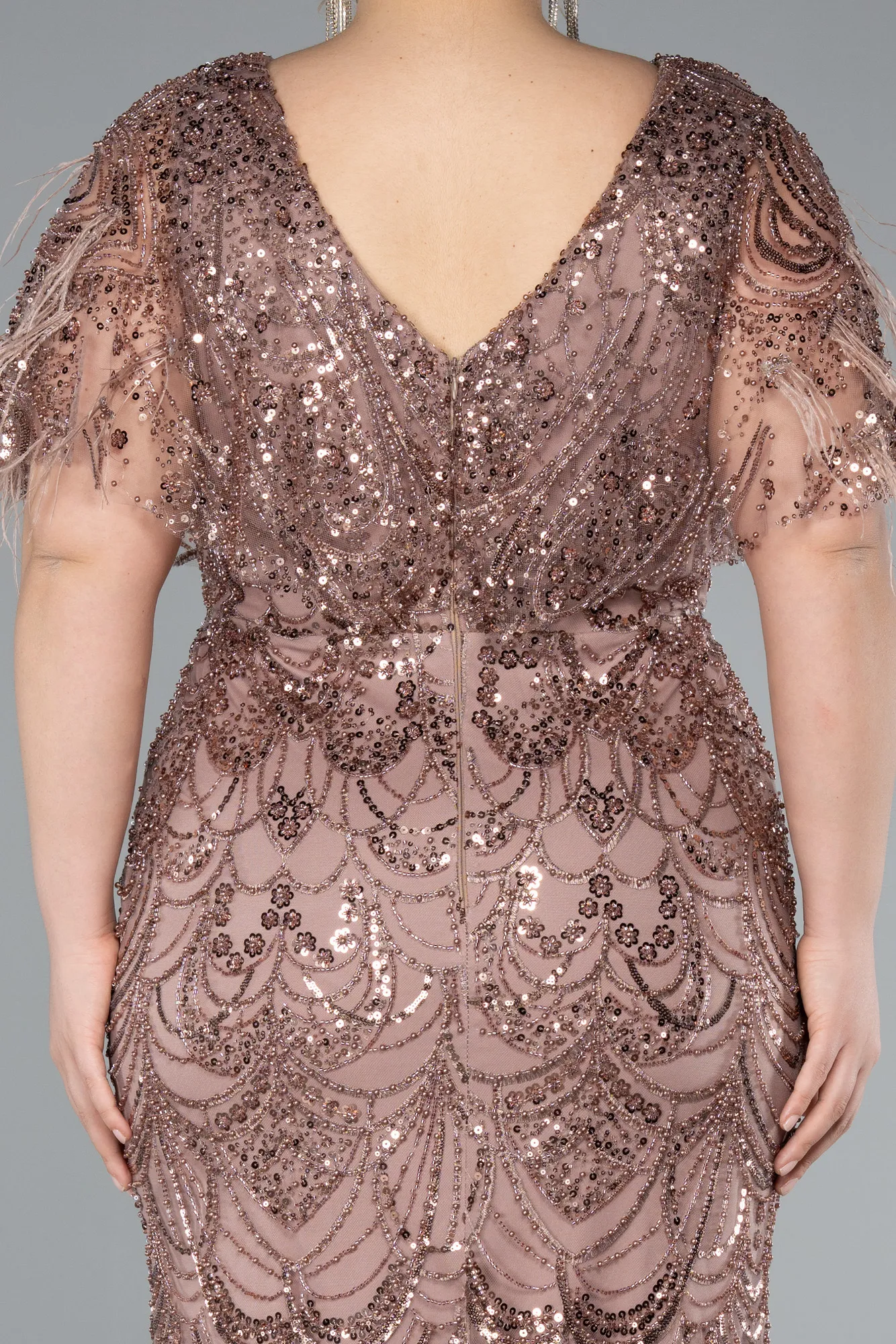Copper-Long Plus Size Engagement Dress ABU4950