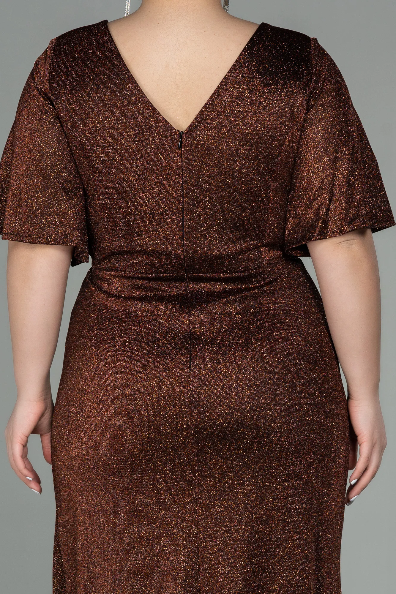 Copper-Long Plus Size Evening Dress ABU2867
