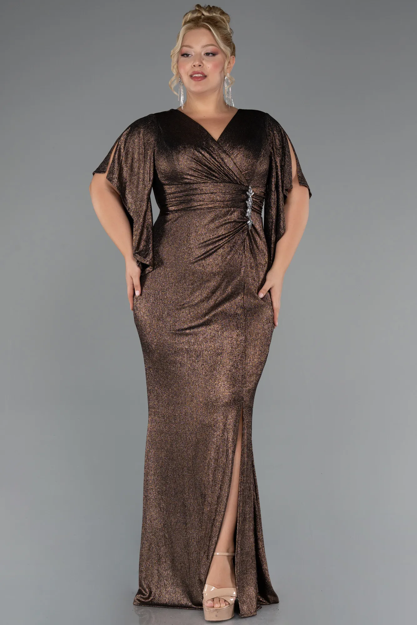 Copper-Long Plus Size Evening Dress ABU3280