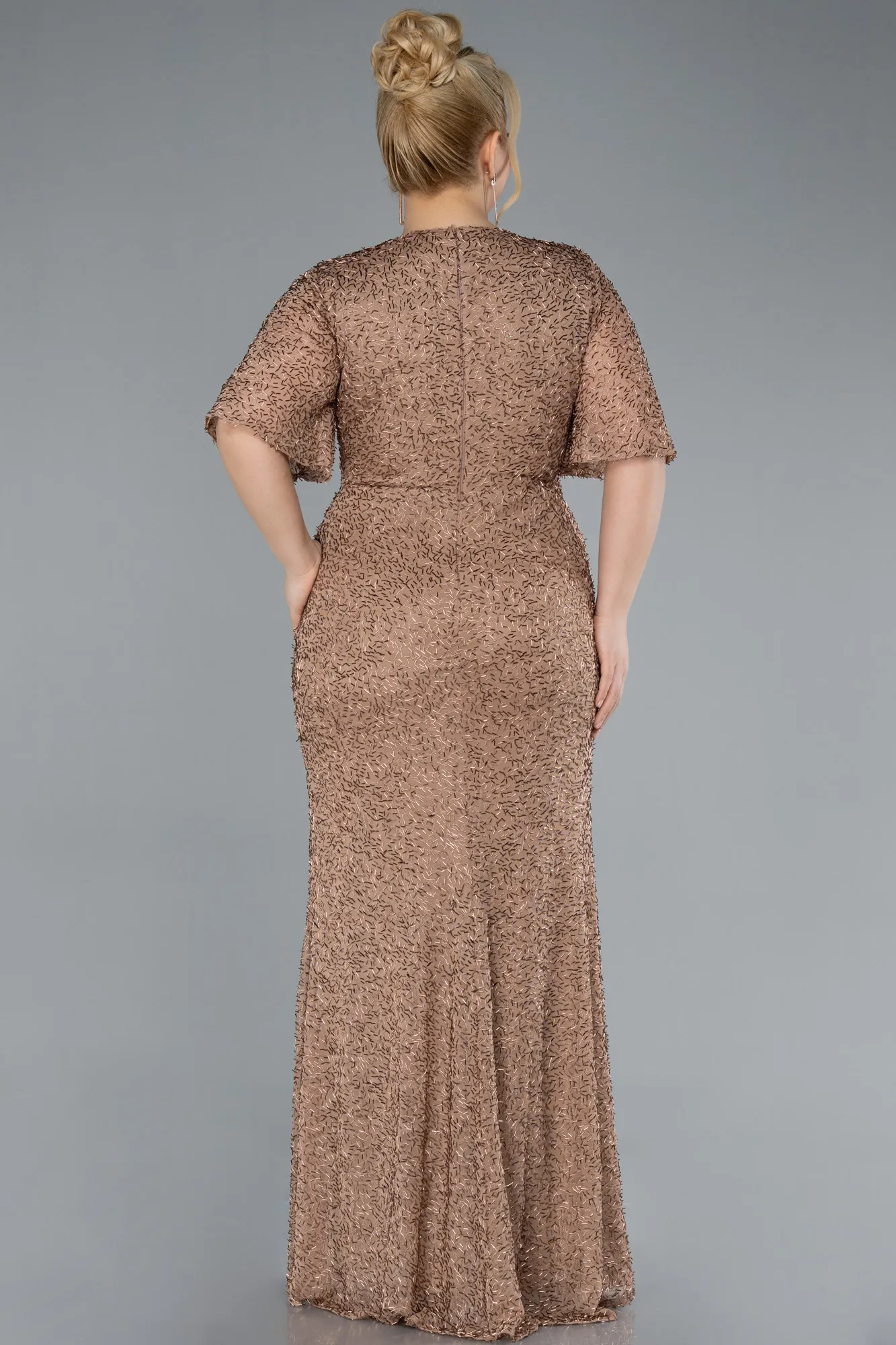 Copper-Long Plus Size Evening Gown ABU4542