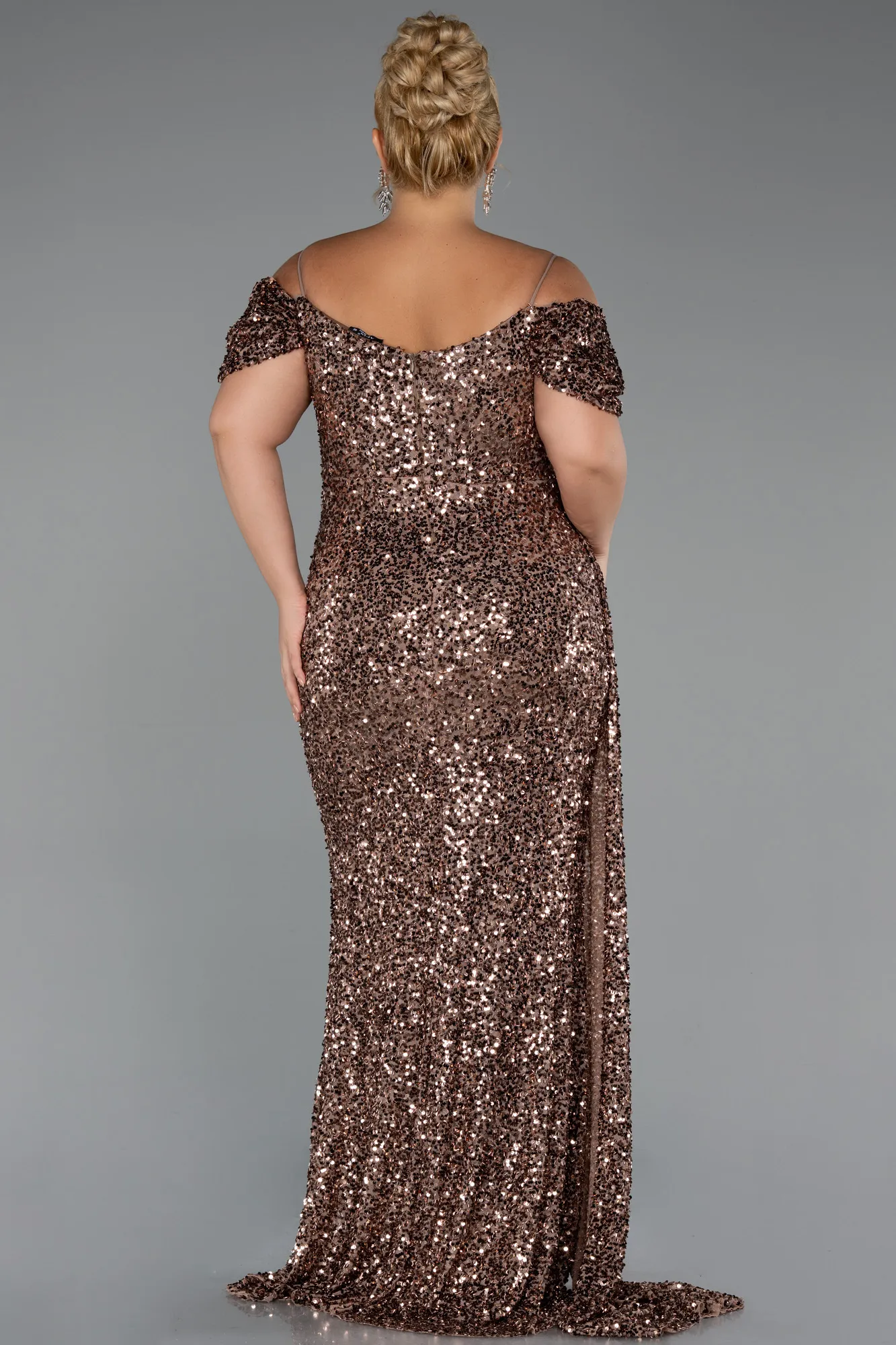 Copper-Long Plus Size Evening Gown ABU5232