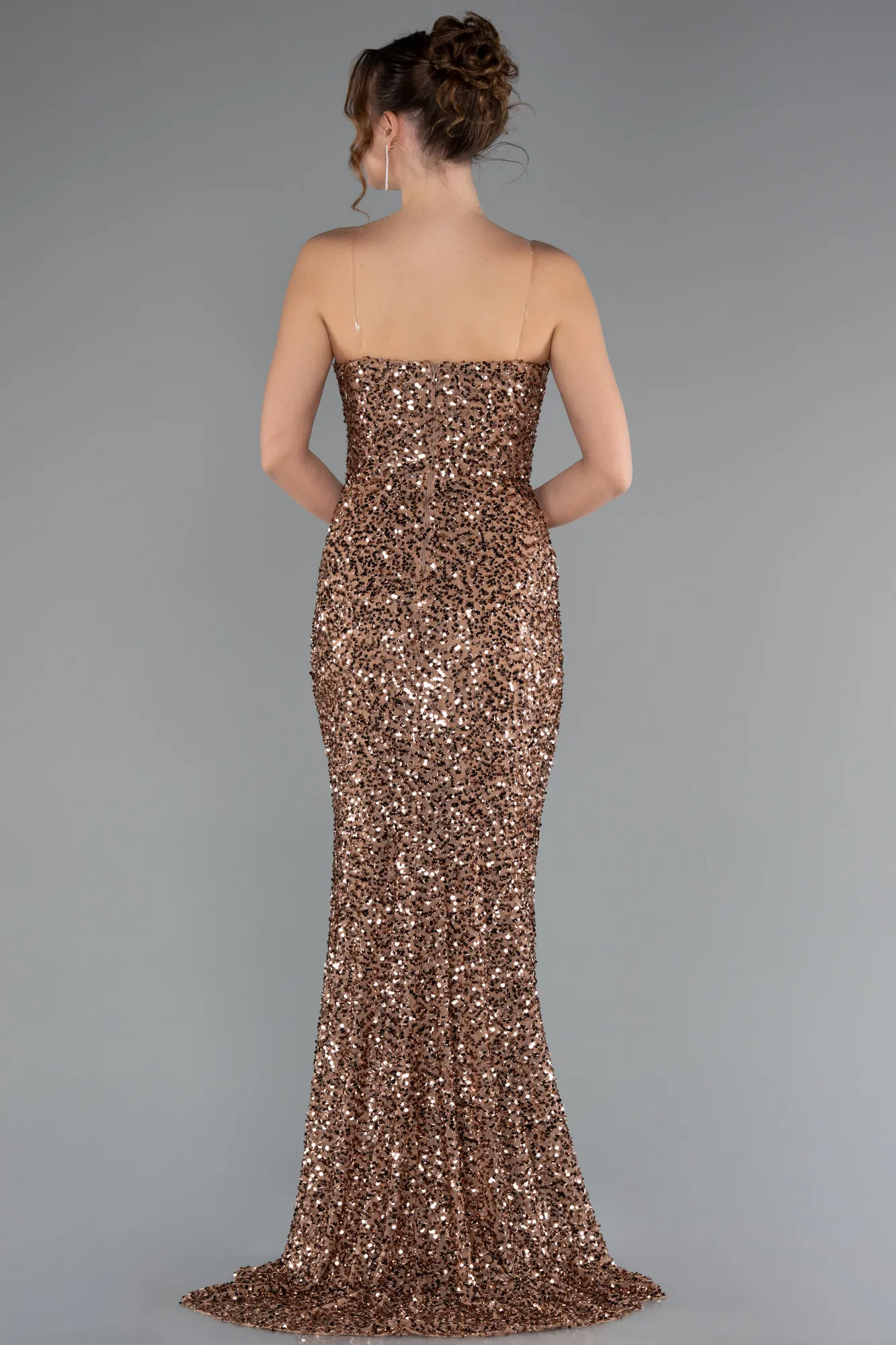 Copper-Long Scaly Evening Dress ABU5014