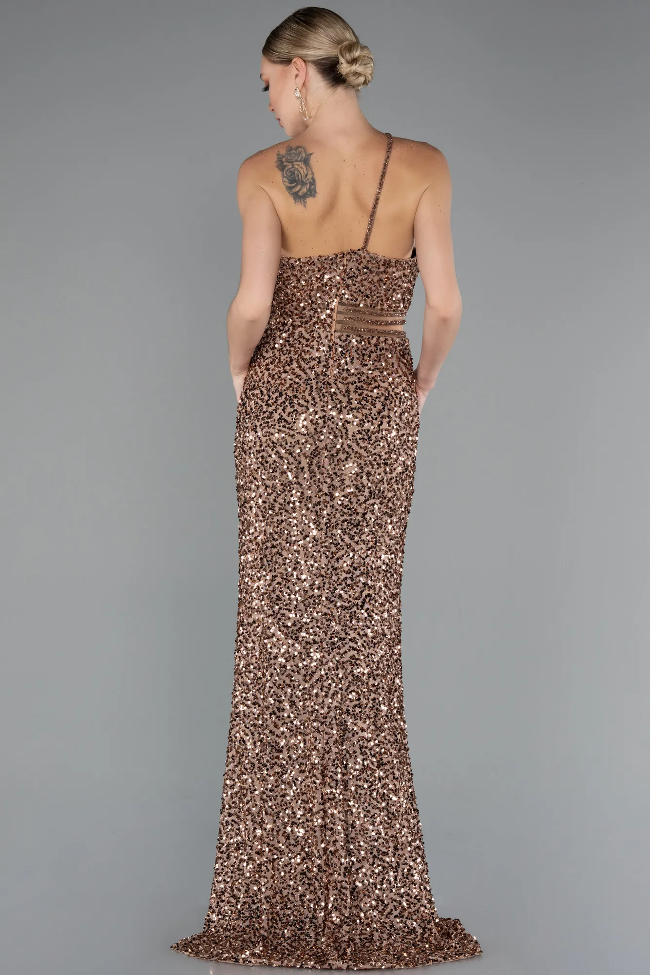 Copper-Long Scaly Evening Dress ABU5070