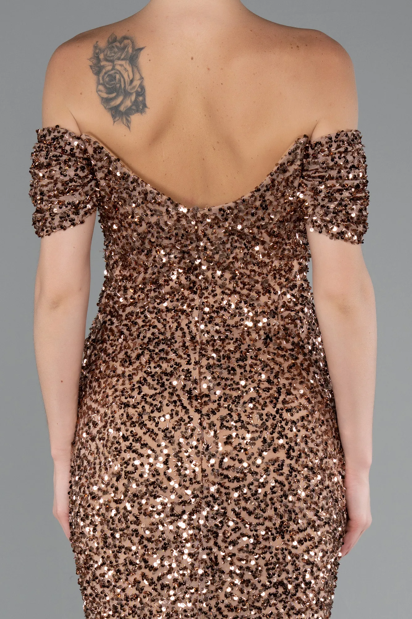 Copper-Long Scaly Mermaid Evening Gown ABU4906