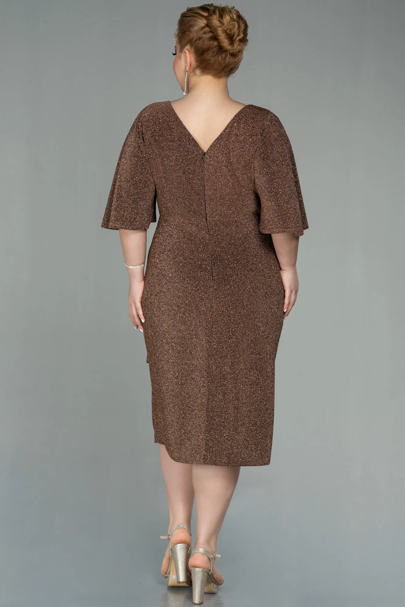 Copper-Midi Oversized Evening Dress ABK1625