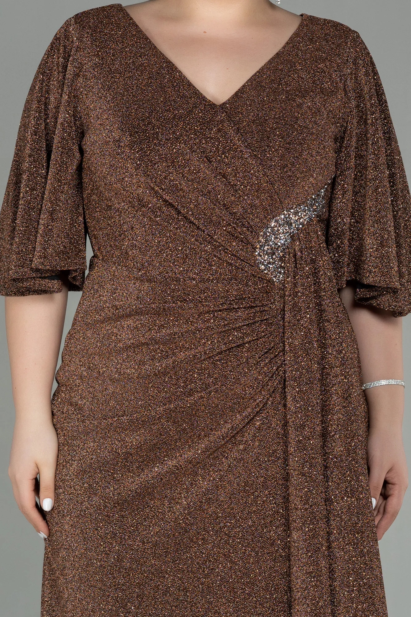 Copper-Midi Oversized Evening Dress ABK1625