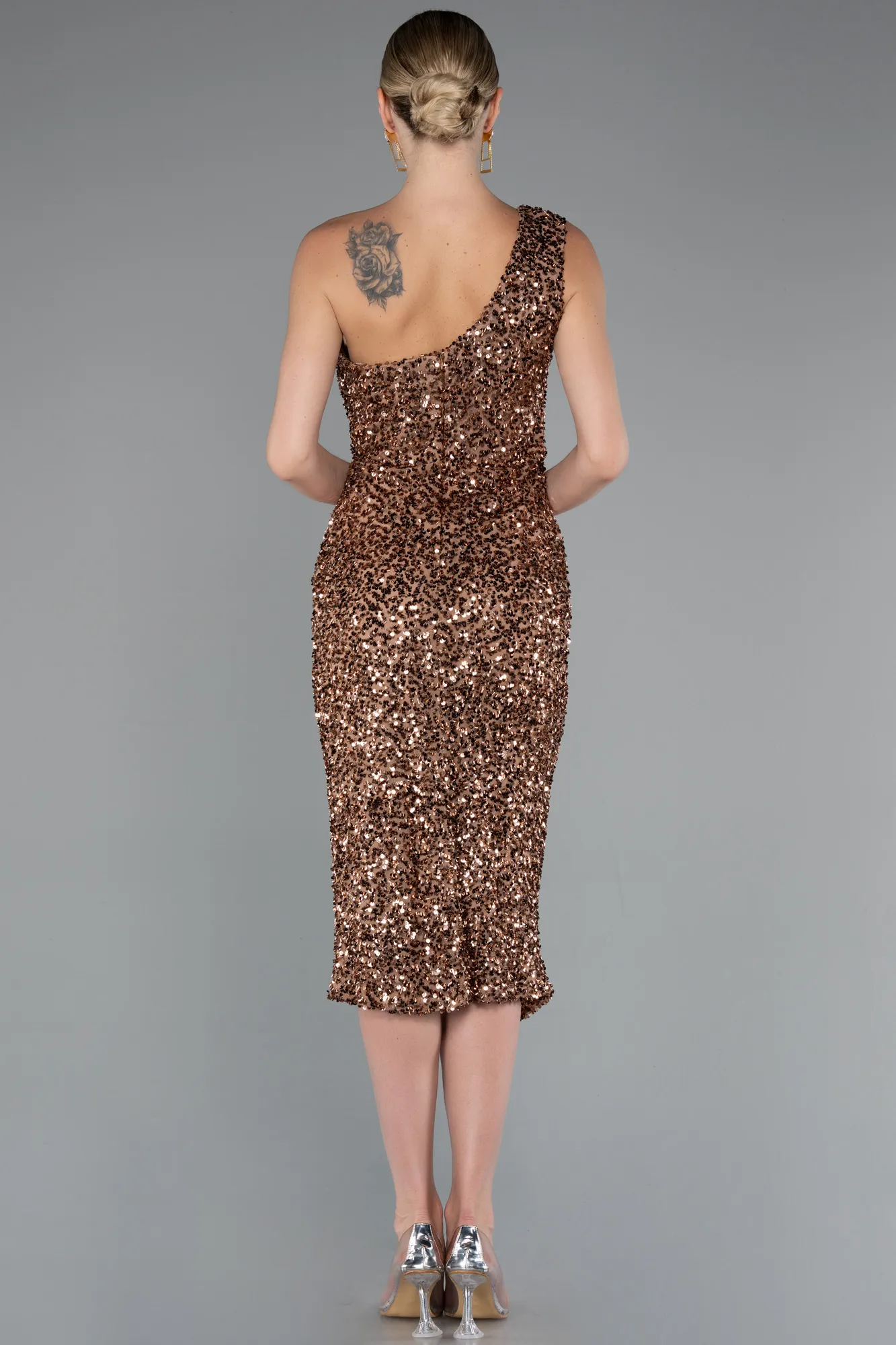 Copper-Midi Scaly Party Dress ABK2377