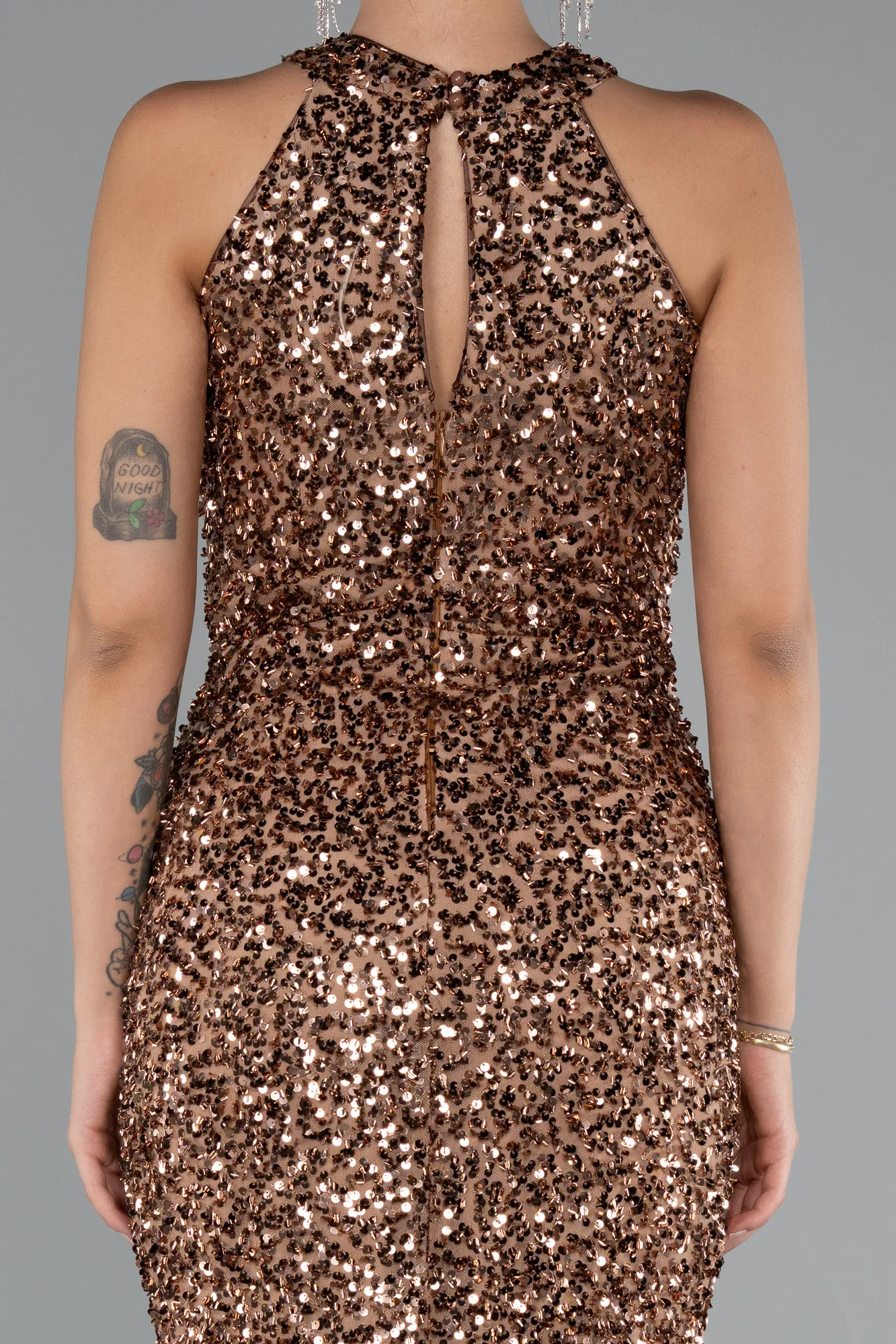 Copper-Midi Scaly Party Dress ABK2386