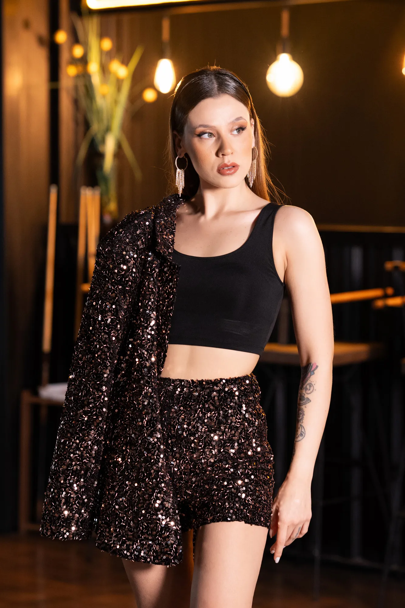 Copper-Sequined Velvet Evening Jacket CR5009