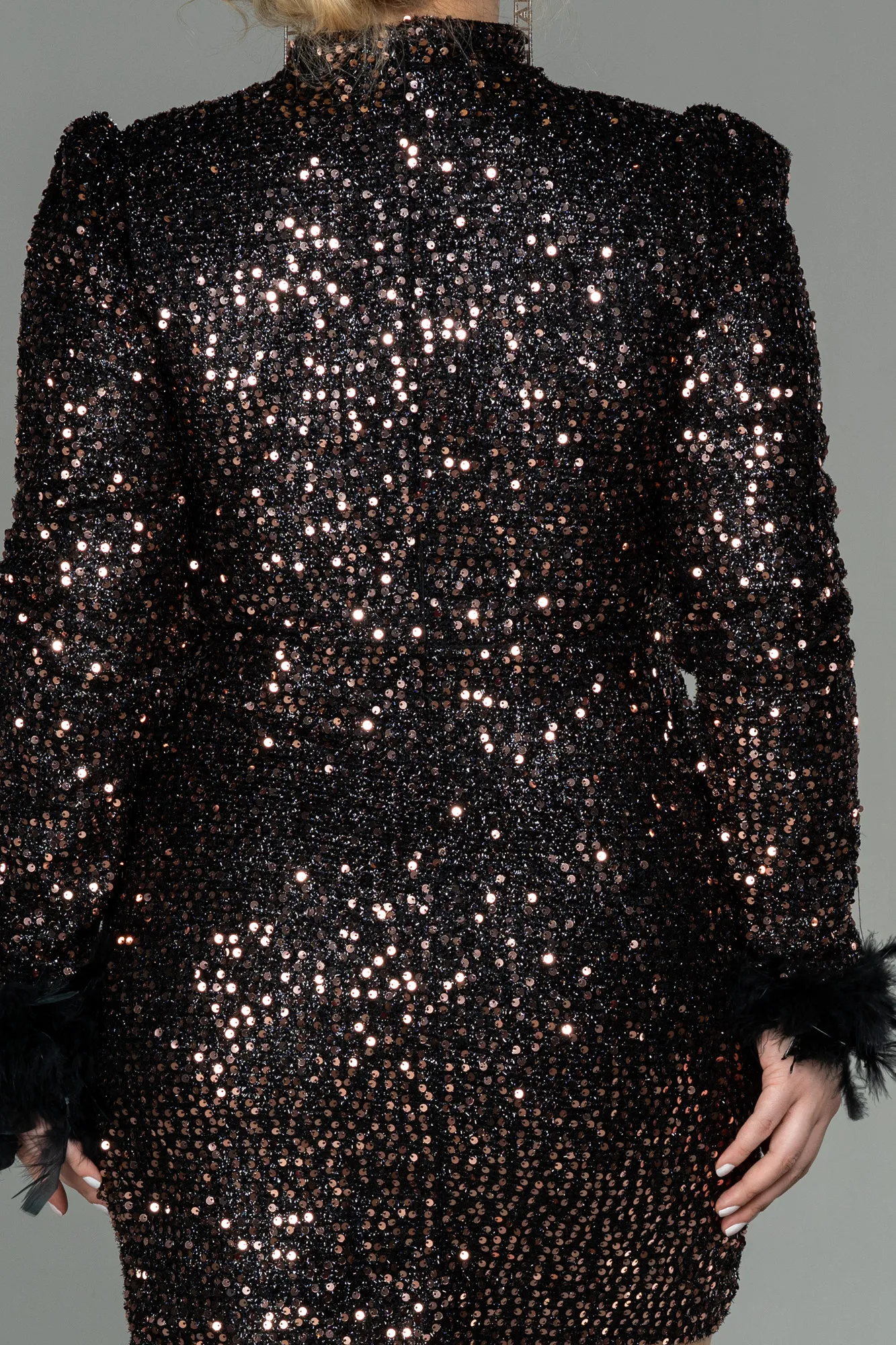 Copper-Short Scaly Plus Size Evening Dress ABK1684