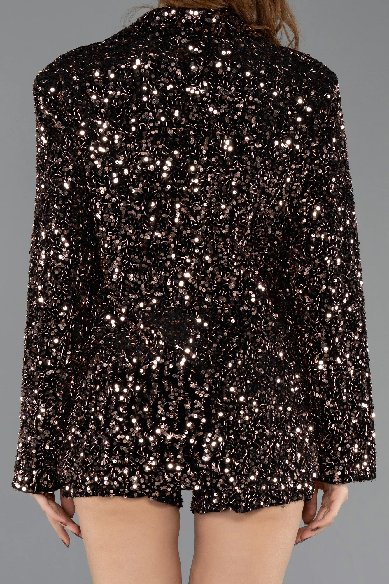 Copper-Short Sequined Velvet Party Dress ABK2478