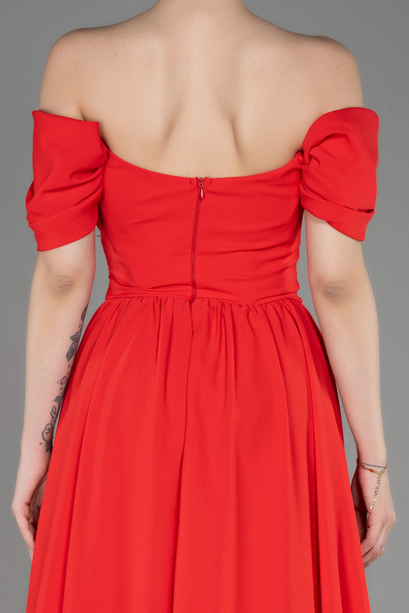 Coral-Long Chiffon Evening Dress ABU3827