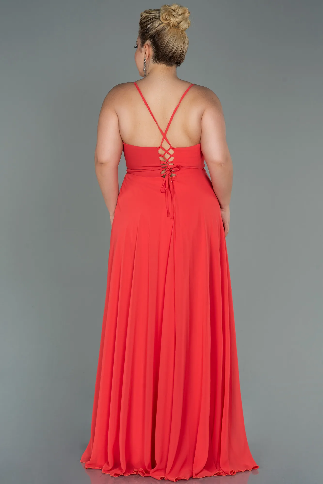 Coral-Long Plus Size Evening Dress ABU1324