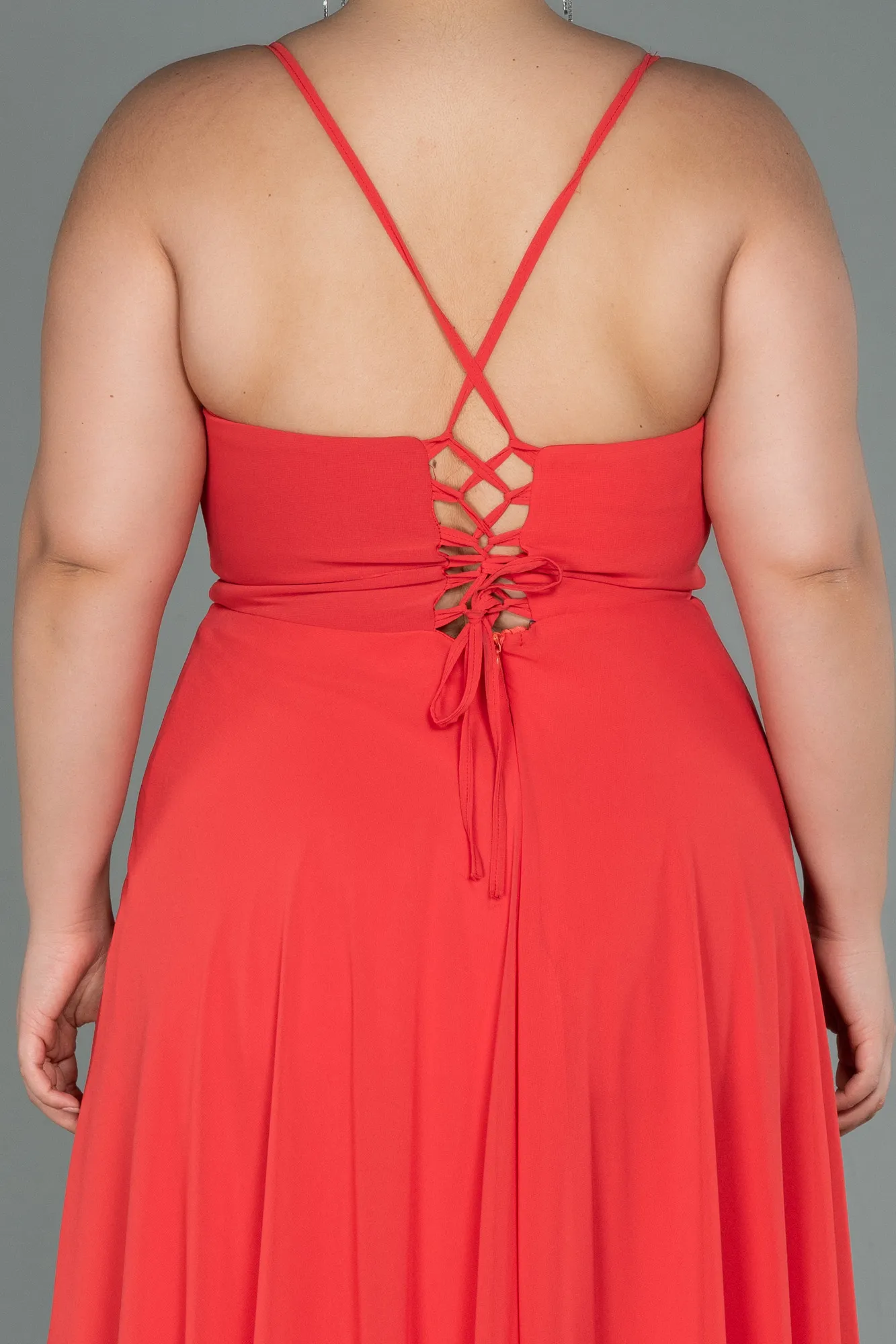 Coral-Long Plus Size Evening Dress ABU1324