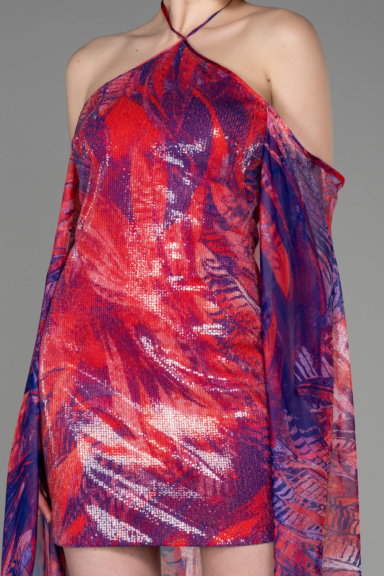 Coral-Short Chiffon Prom Gown ABK2009