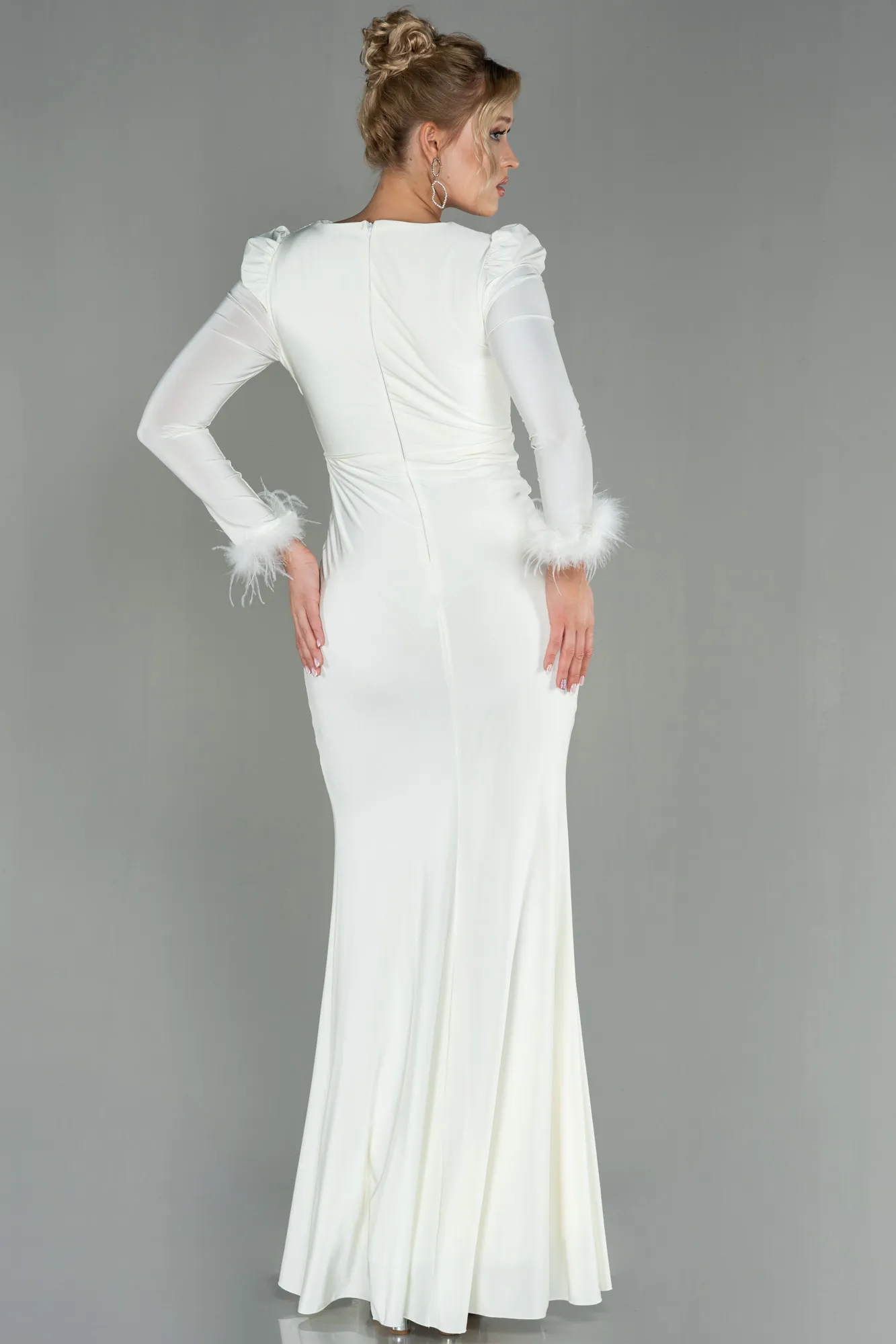 Cream-Long Evening Dress ABU2804