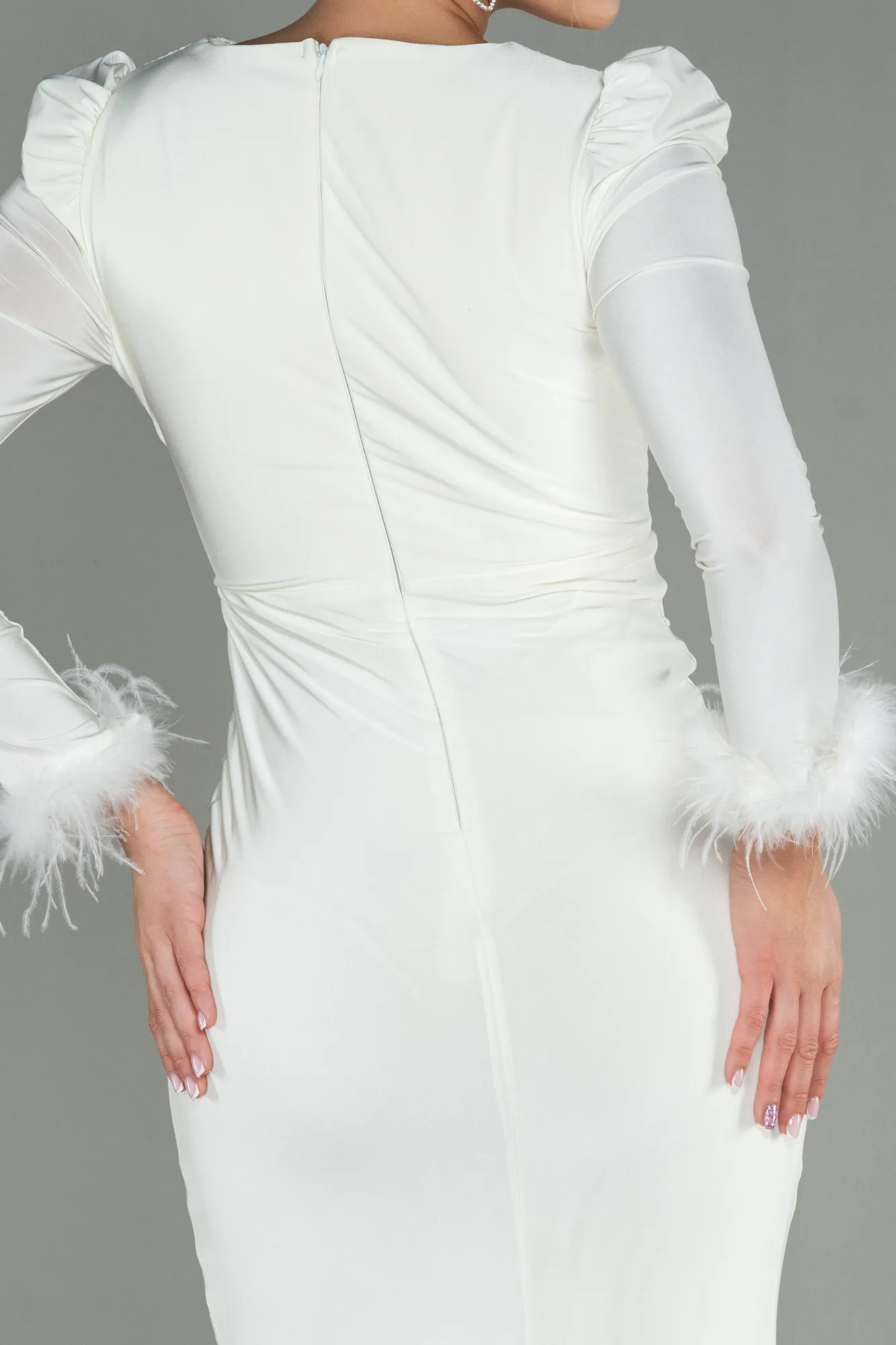 Cream-Long Evening Dress ABU2804