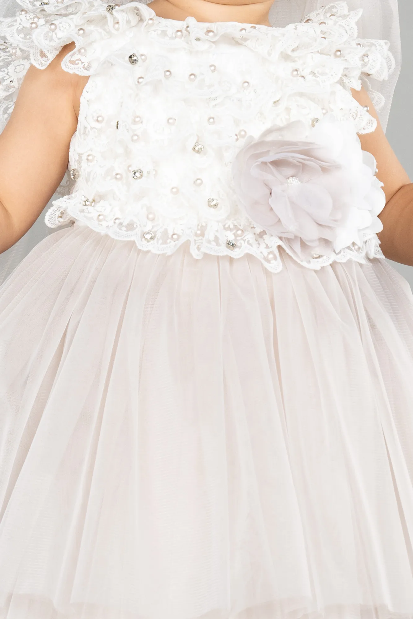 Cream-Short Girl Dress ABK1188