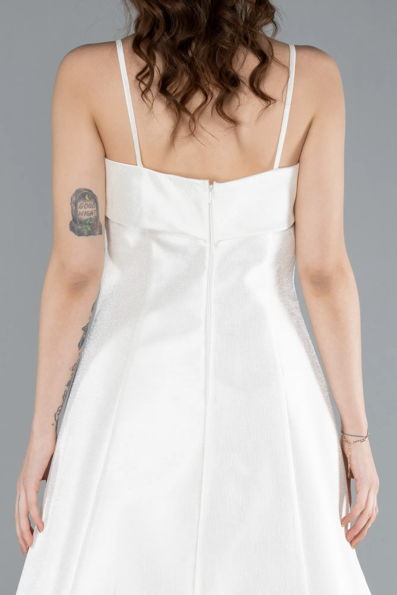 Cream-Strappy Mini Party Dress ABK2276