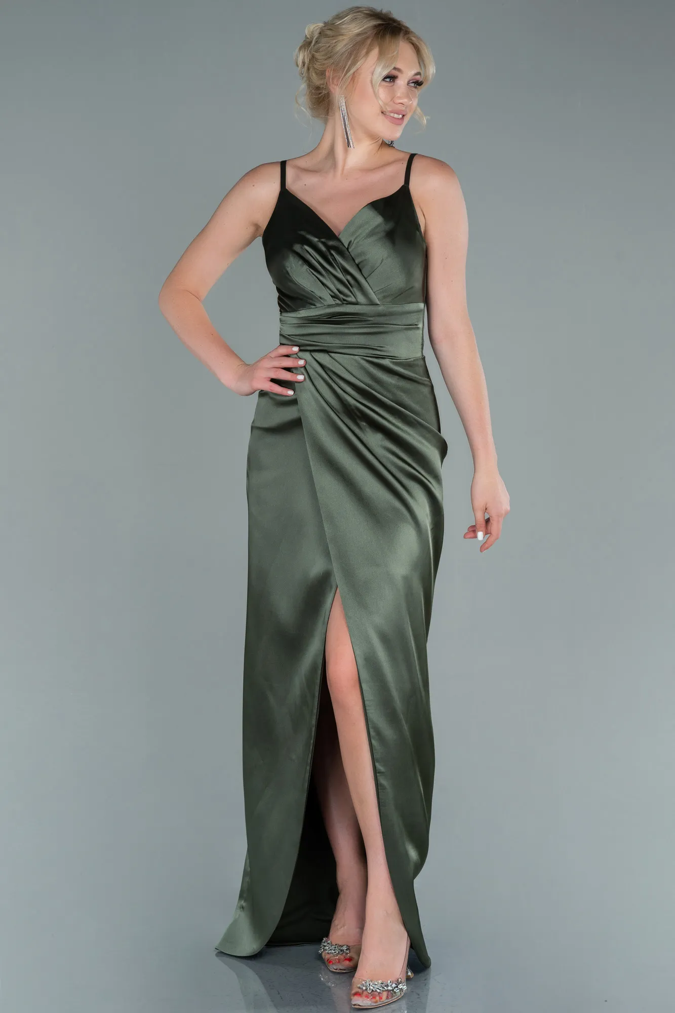 Dark Khaki-Long Engagement Dress ABU564