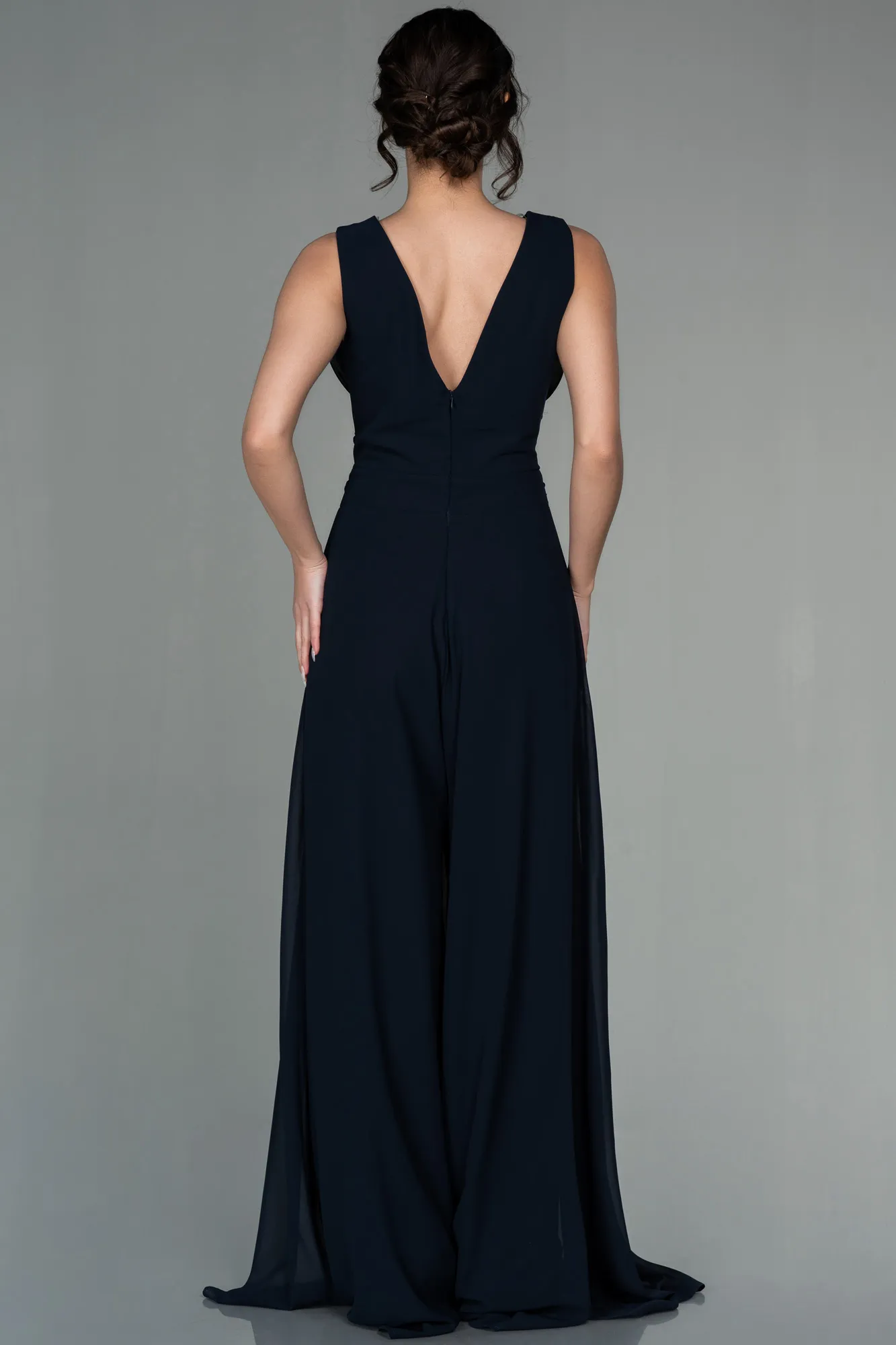 Dark Navy Blue-Chiffon Invitation Dress ABT075