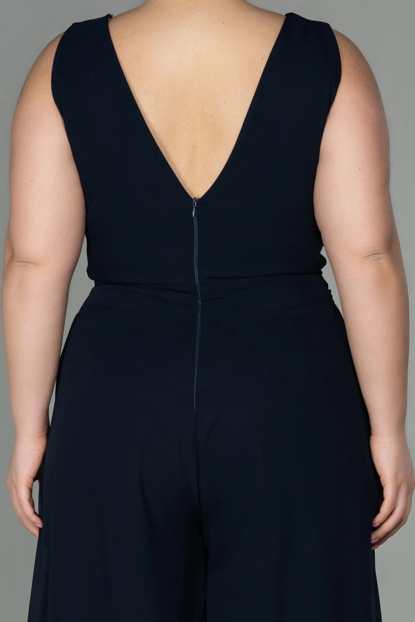 Dark Navy Blue-Chiffon Plus Size Evening Dress ABT082