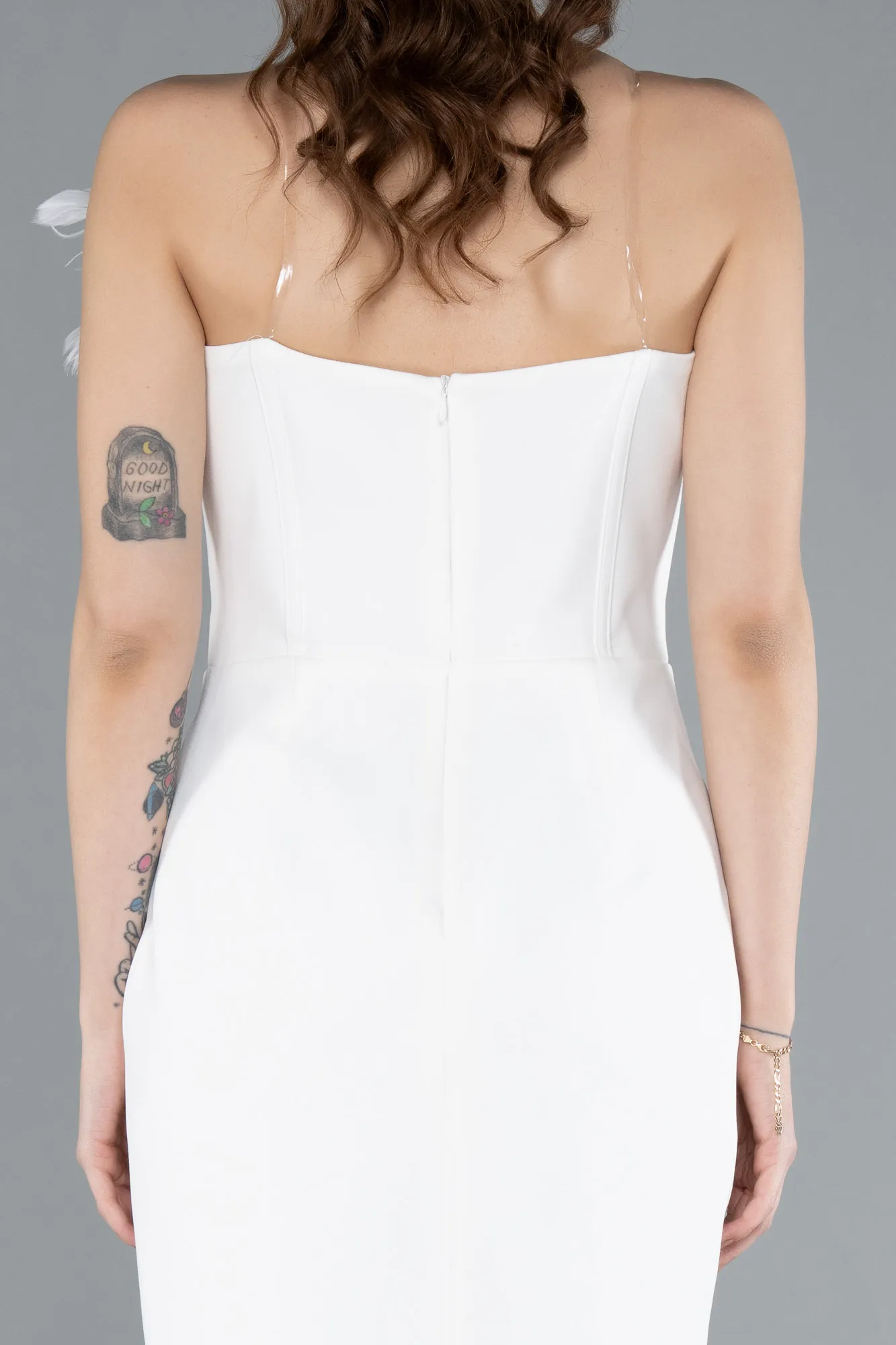 Ecru-Floral Strapless Underwire Midi Invitation Dress ABK2267