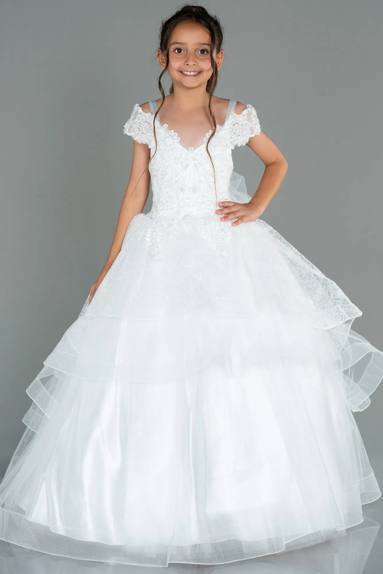 Ecru-Kid Wedding Dress AN30009