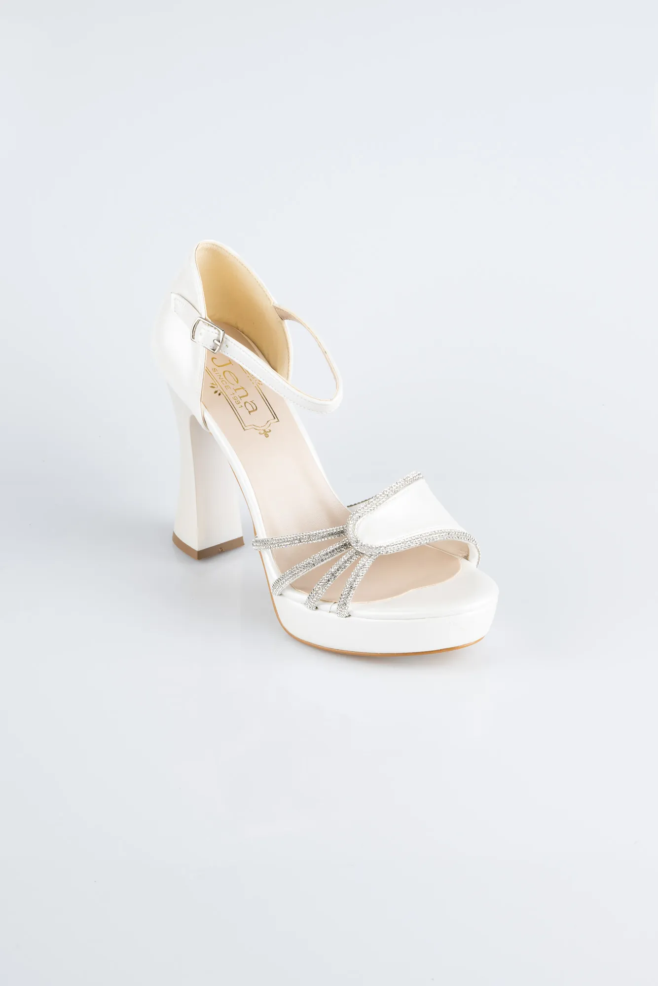 Ecru-Leather Platform Heel MJD3409