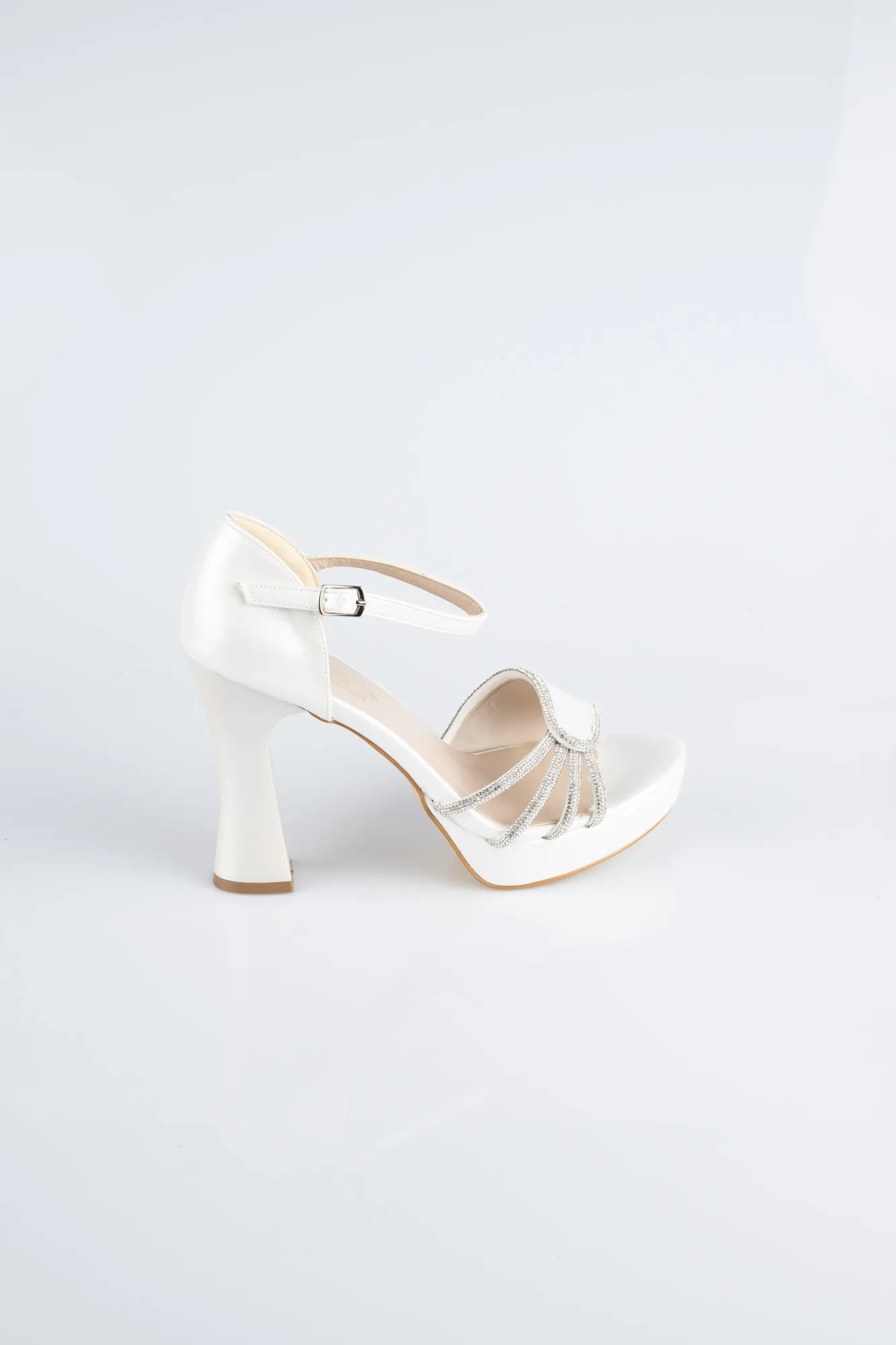 Ecru-Leather Platform Heel MJD3409