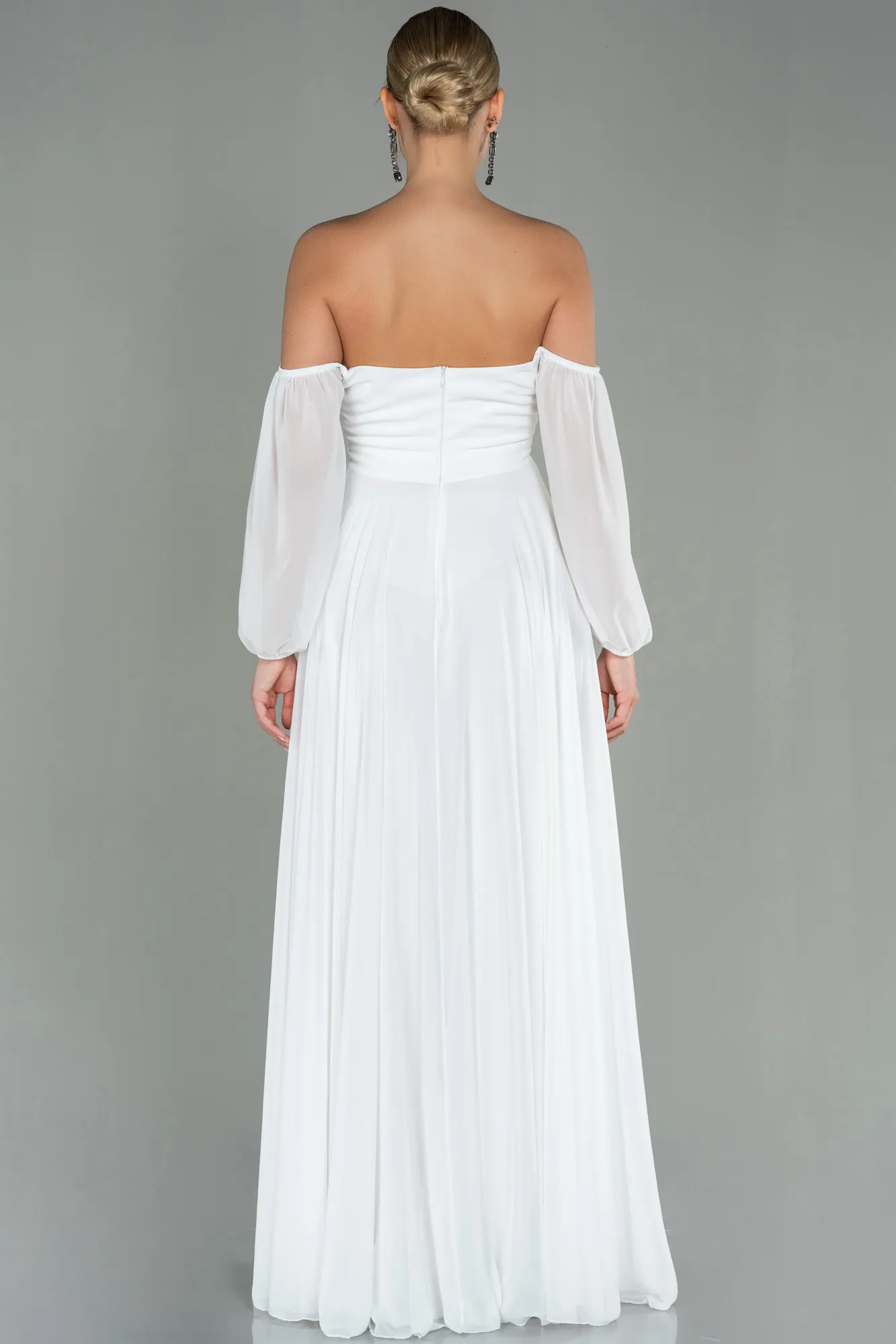 Ecru-Long Chiffon Prom Gown ABU2457