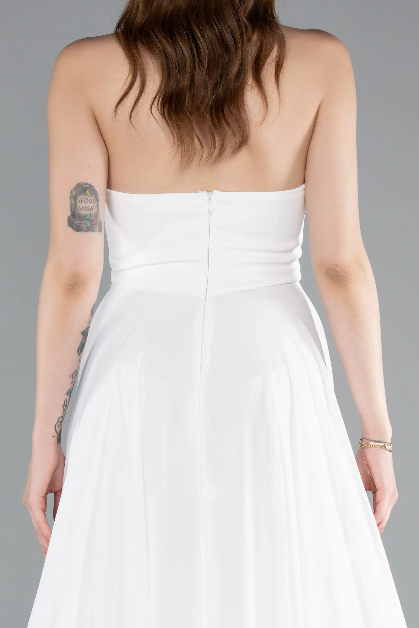 Ecru-Long Chiffon Prom Gown ABU4966