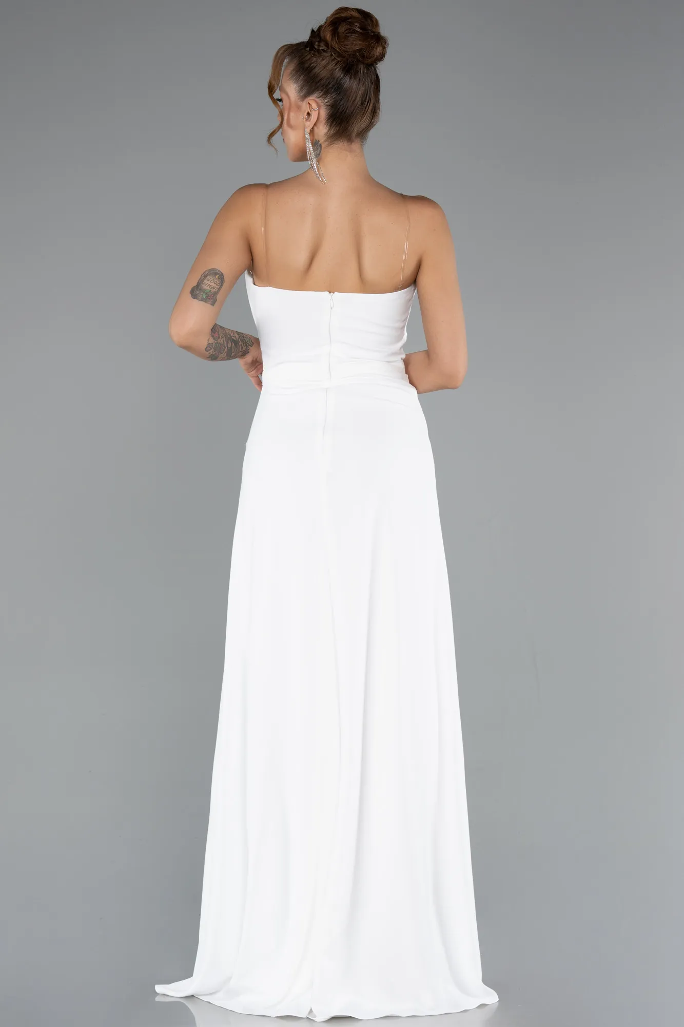 Ecru-Long Chiffon Prom Gown ABU5108