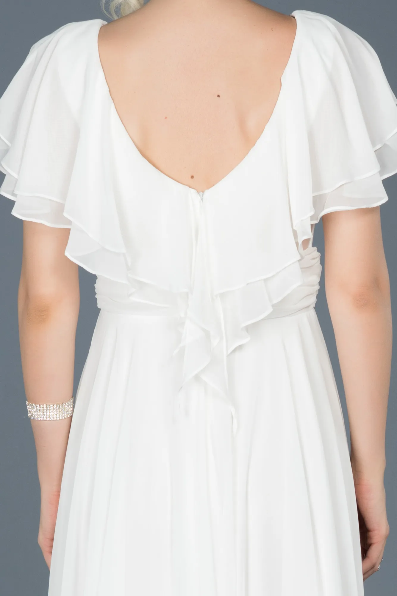 Ecru-Long Plus Size Evening Dress ABU032