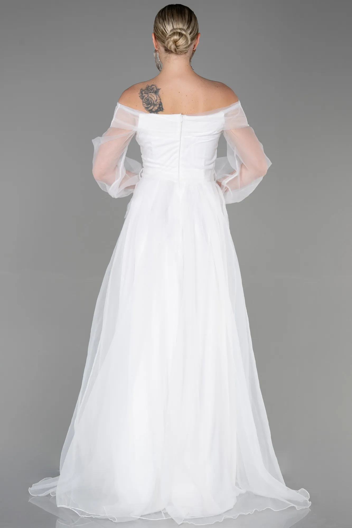 Ecru-Long Engagement Dress ABU1468