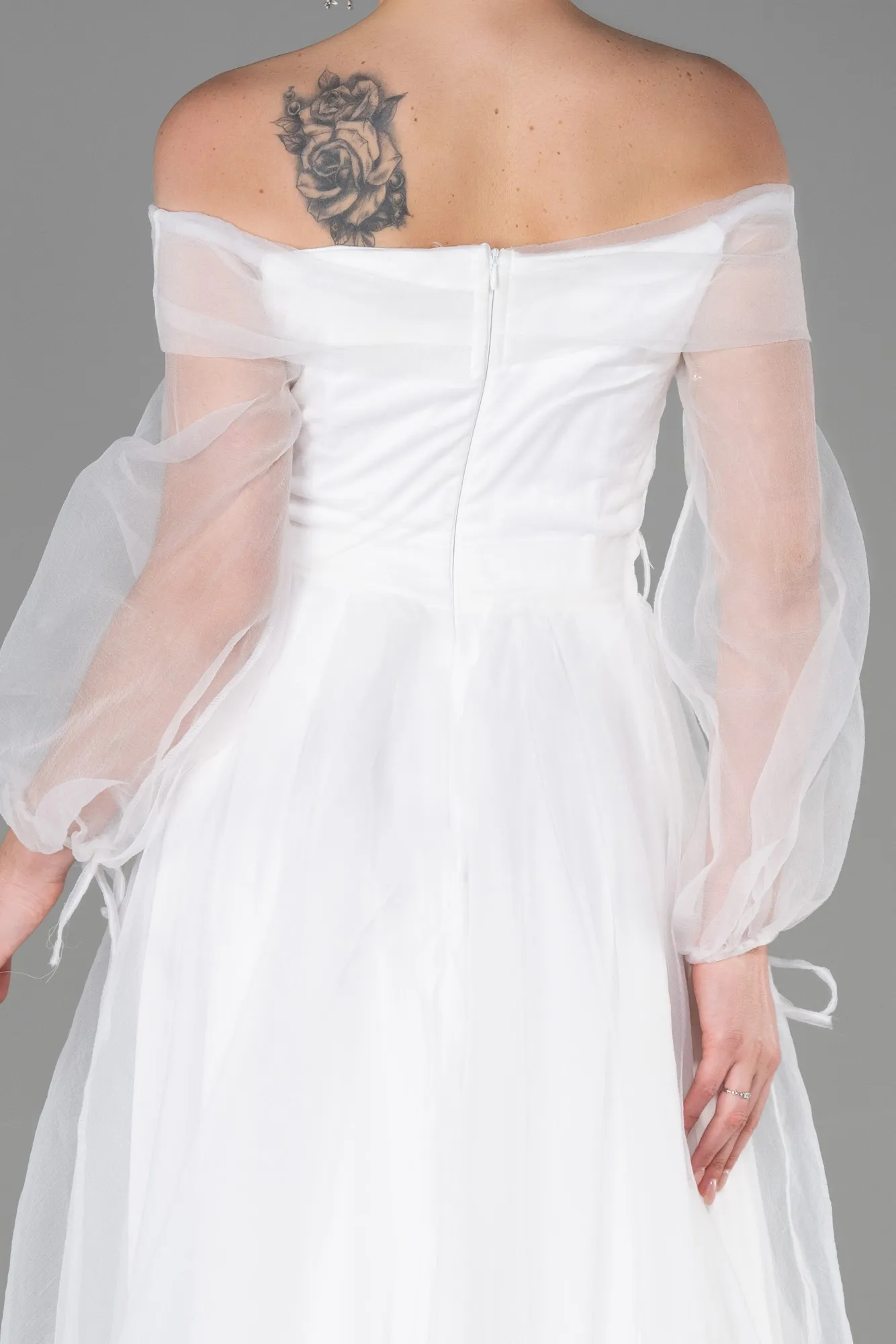 Ecru-Long Engagement Dress ABU1468