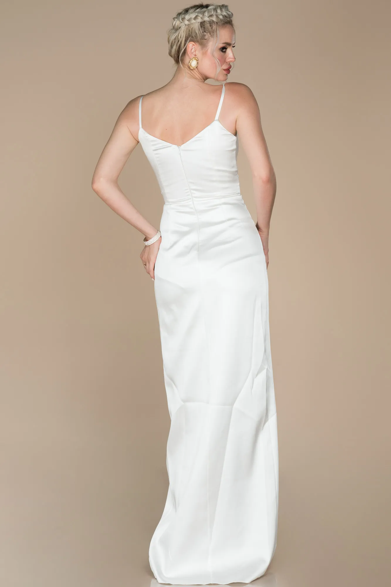 Ecru-Long Engagement Dress ABU564