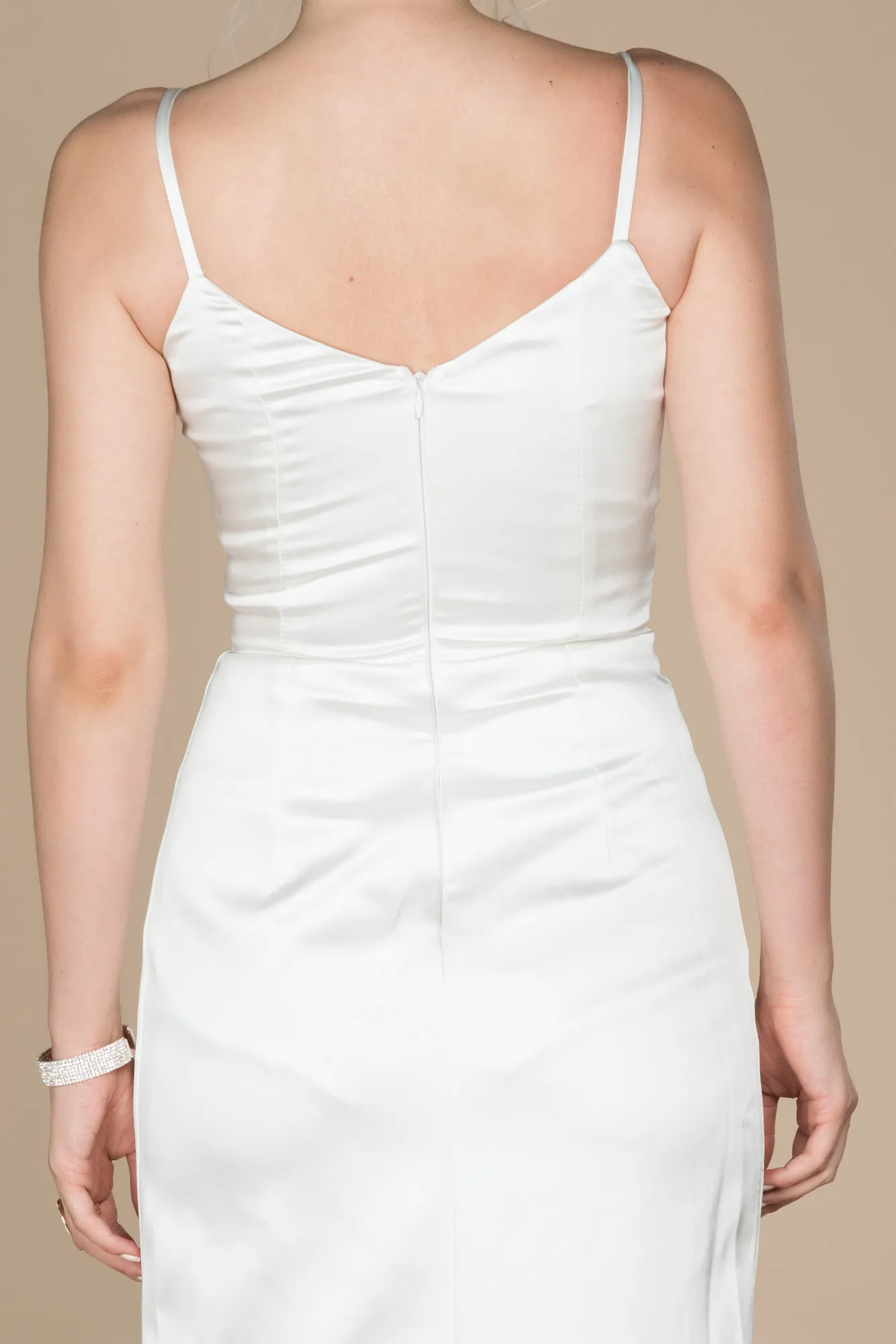 Ecru-Long Engagement Dress ABU564