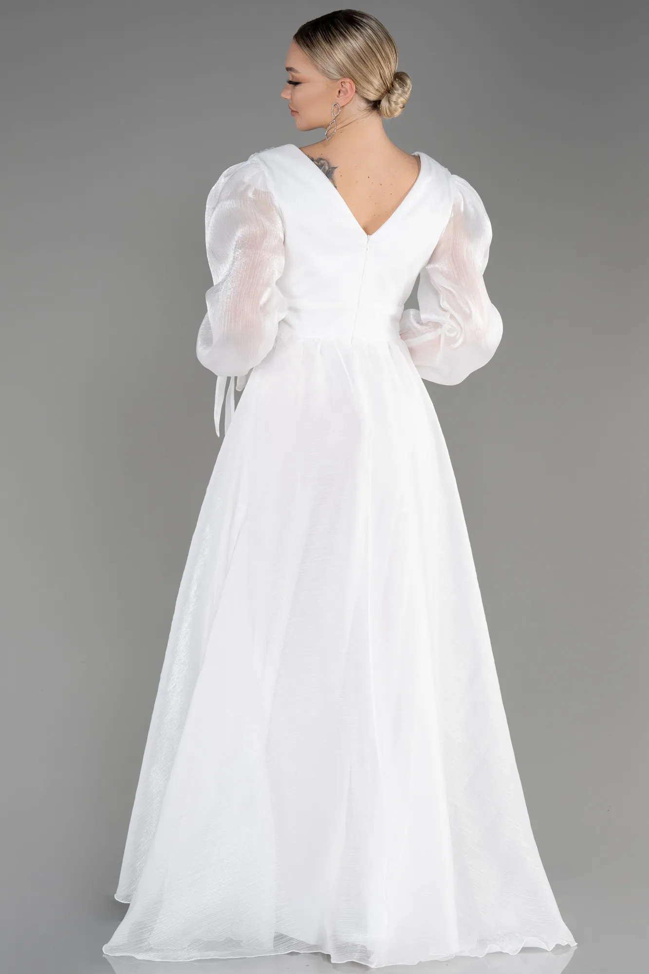 Ecru-Long Evening Dress ABU1951