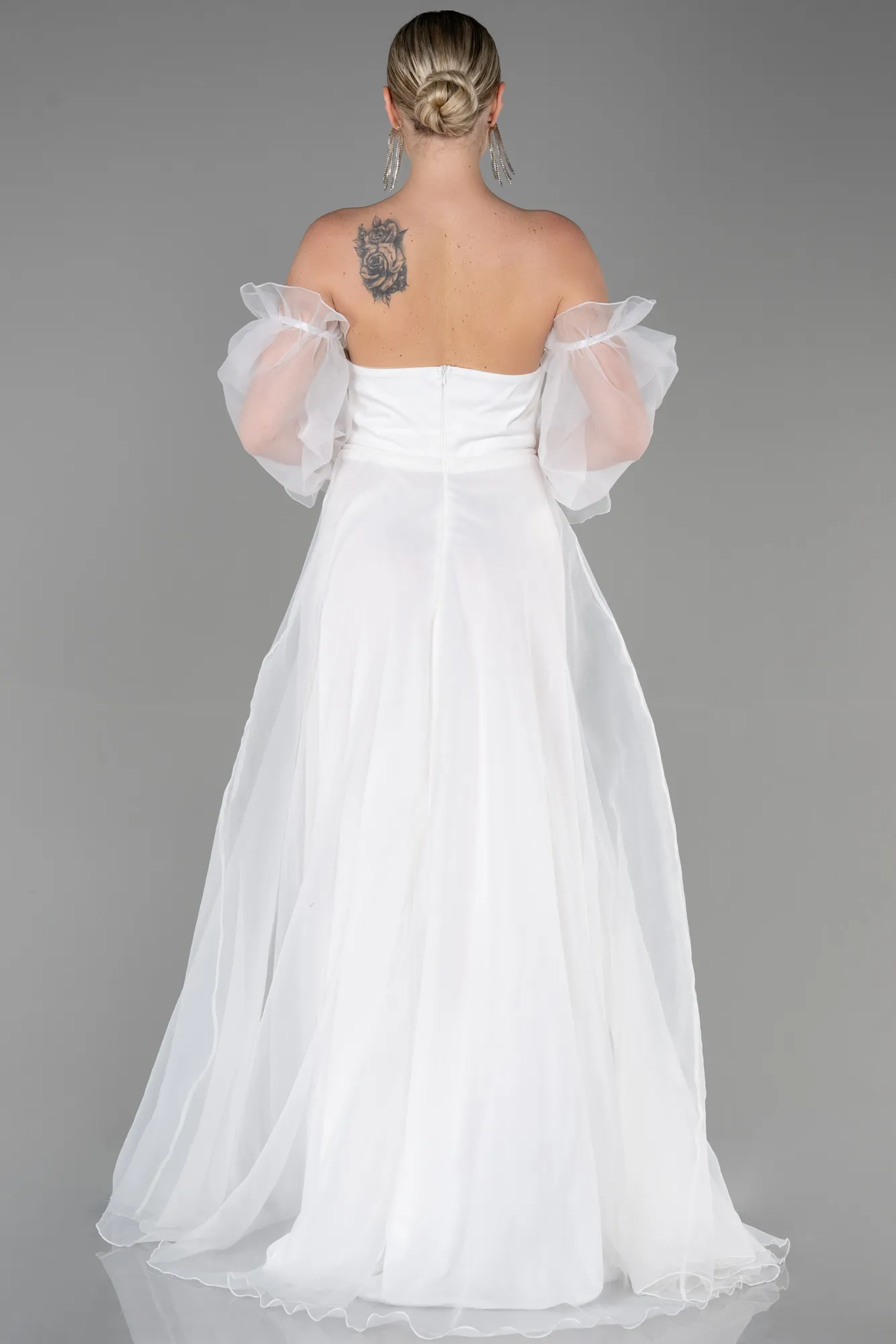 Ecru-Long Evening Dress ABU2076