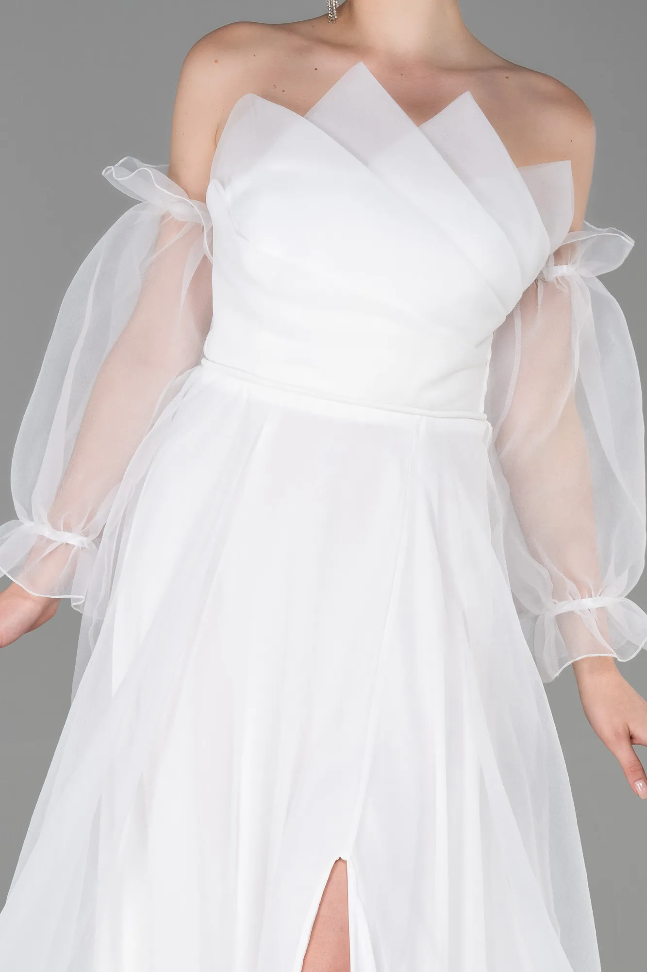 Ecru-Long Evening Dress ABU2076