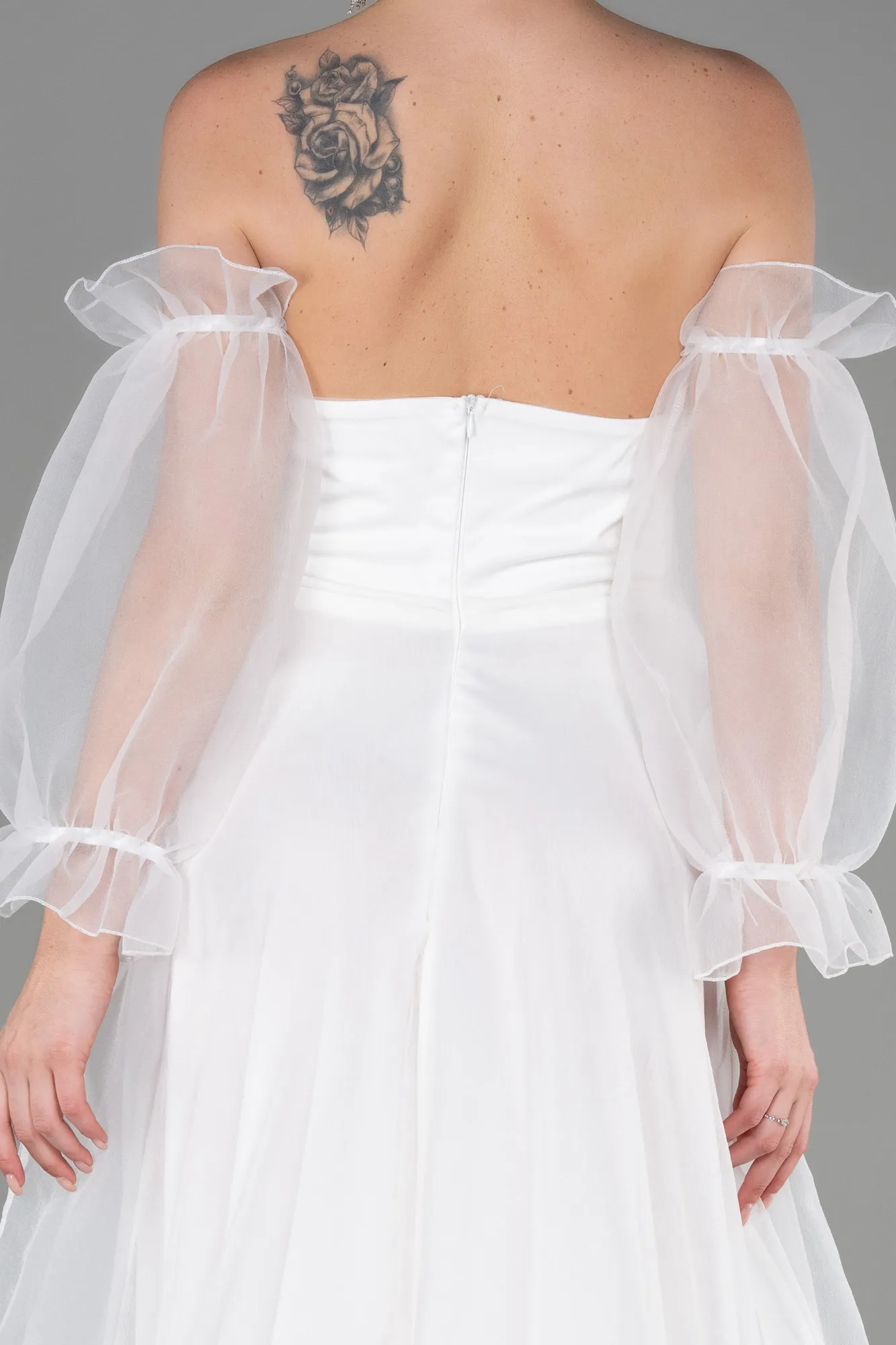 Ecru-Long Evening Dress ABU2076