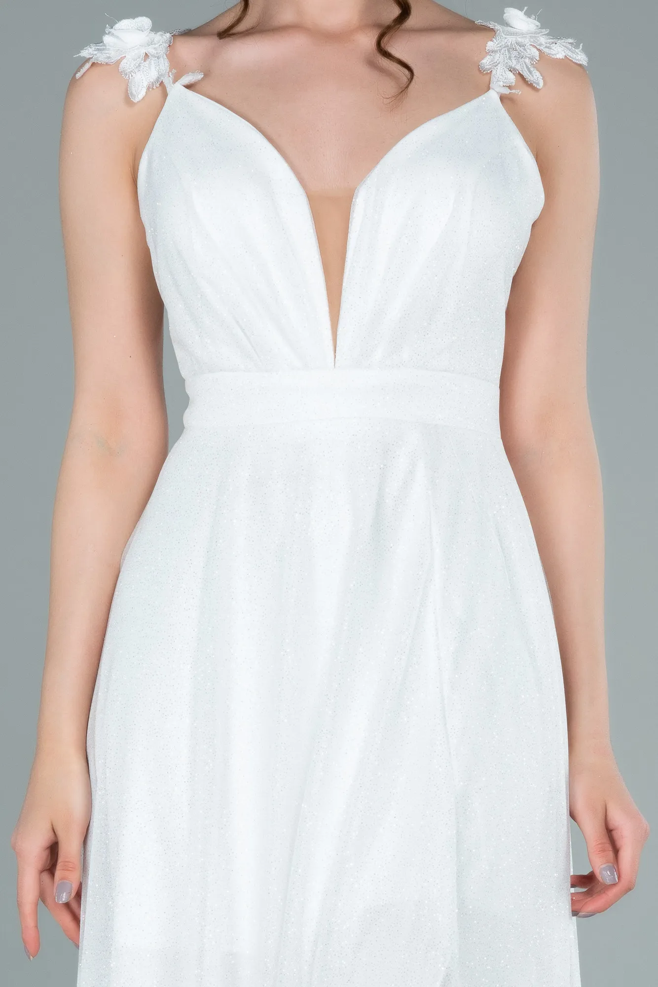 Ecru-Long Evening Dress ABU2307