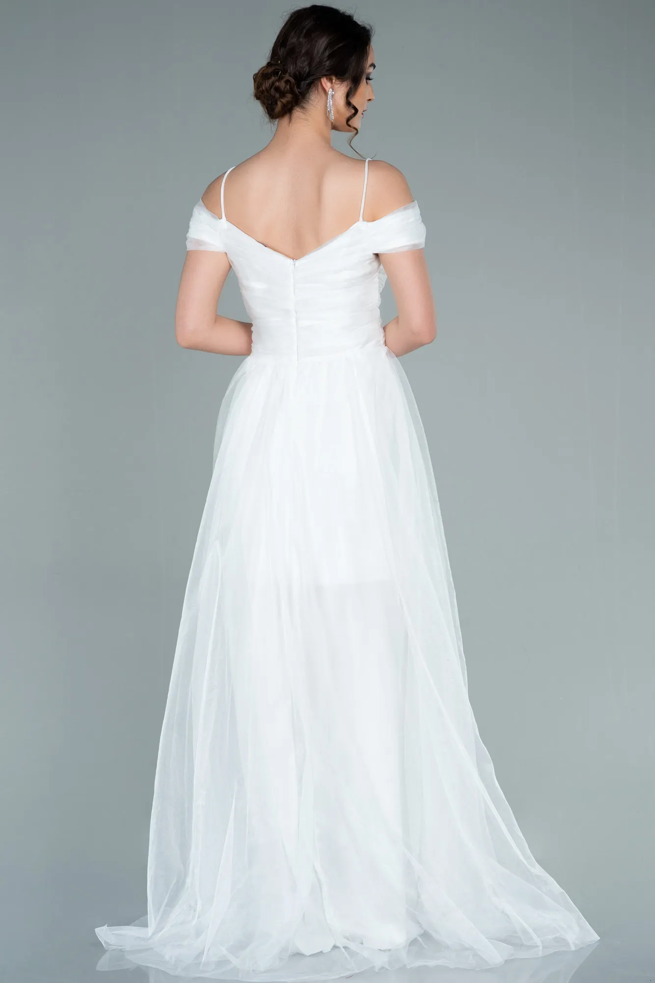 Ecru-Long Evening Dress ABU2336