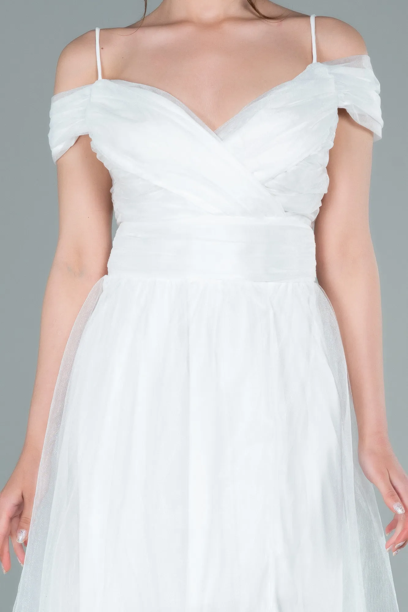 Ecru-Long Evening Dress ABU2336