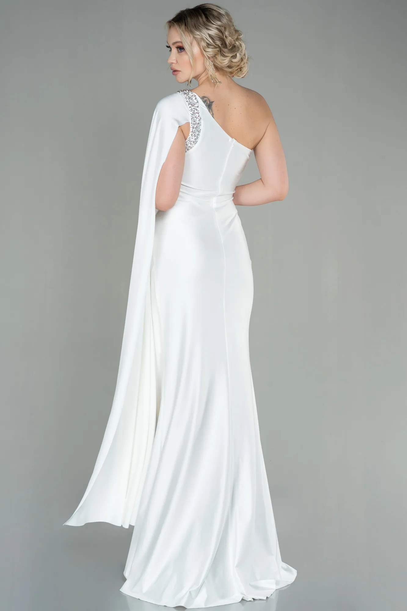 Ecru-Long Evening Dress ABU2663